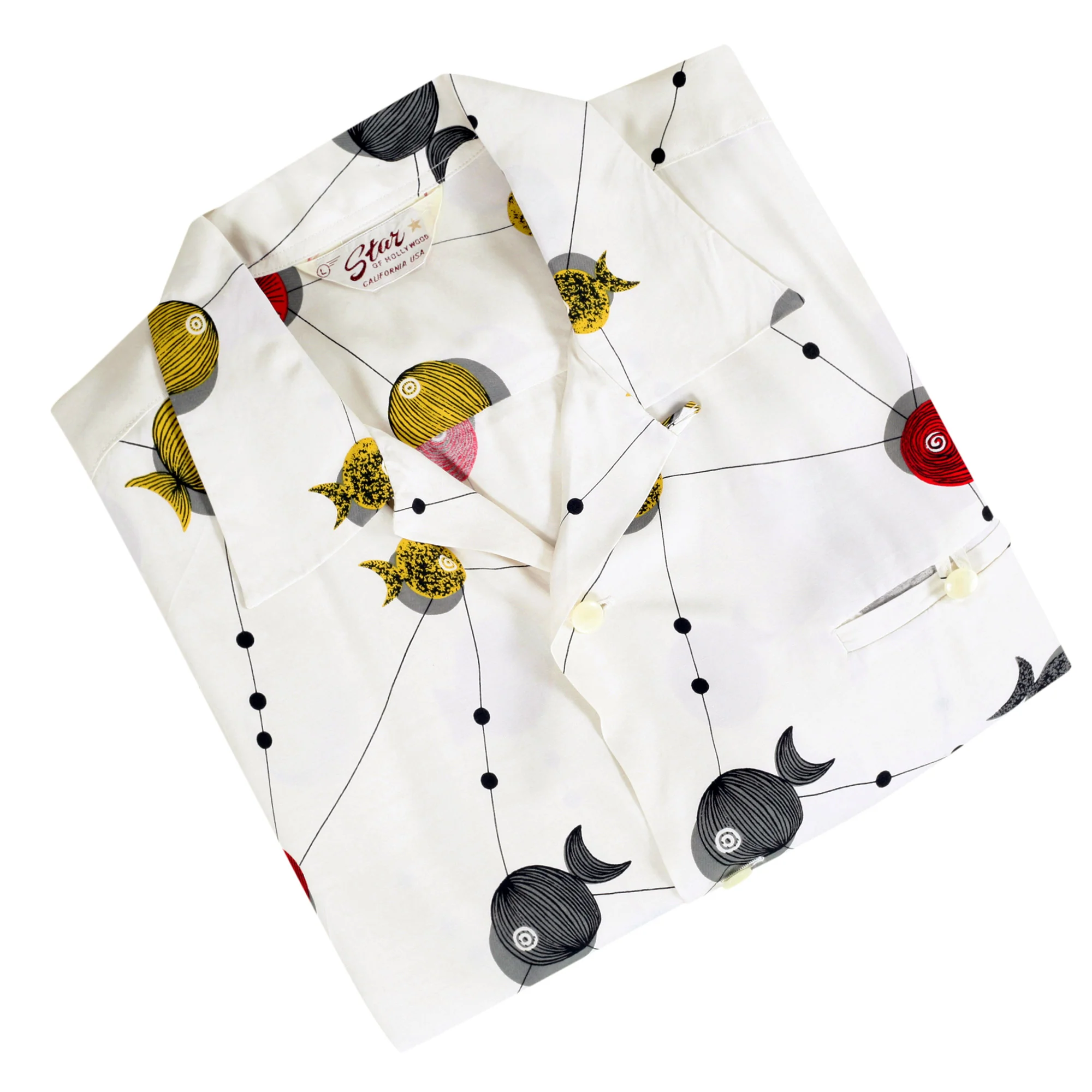 Atomic Fish Print SH38128 Off White Star of Hollywood Shirt SoH10099 - Image 7