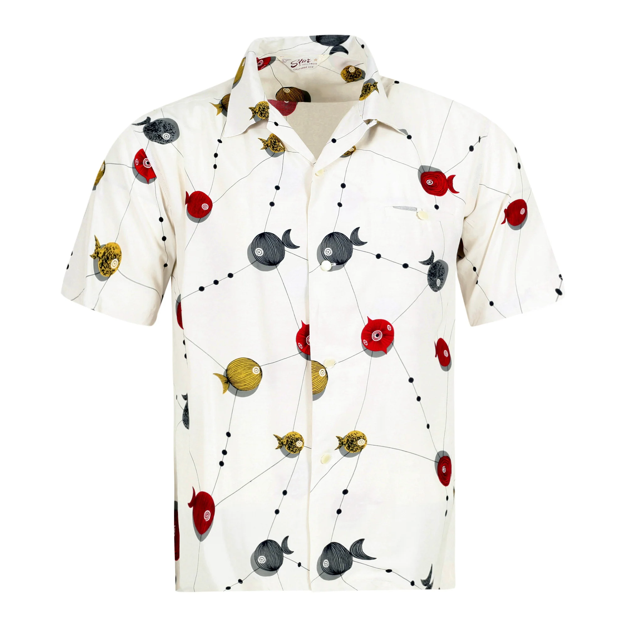 Atomic Fish Print SH38128 Off White Star of Hollywood Shirt SoH10099 - Image 8