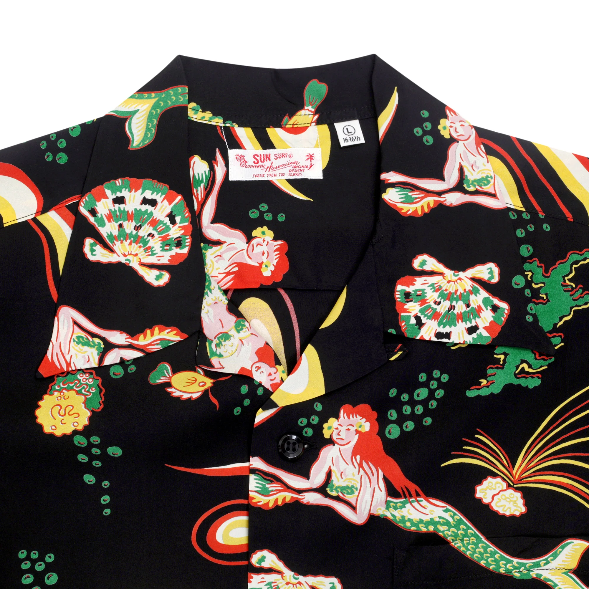Black Mermaid Print SS38031 Hawaiian Shirt with Cuban Collar SURF10087 - Image 7