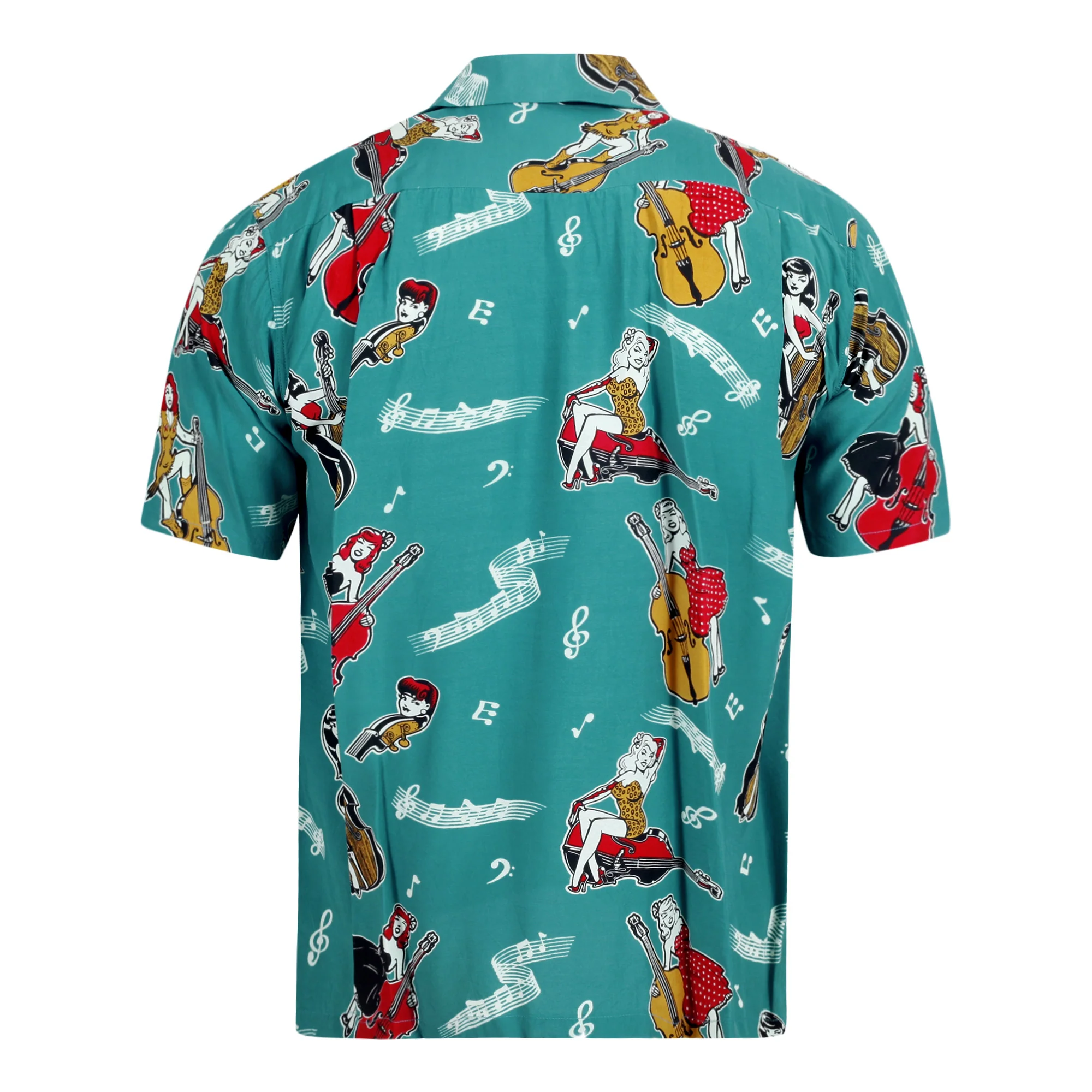 Blue SH38114 Hawaiian Shirt with Double Bass Pinups Print SoH10091 - Image 2