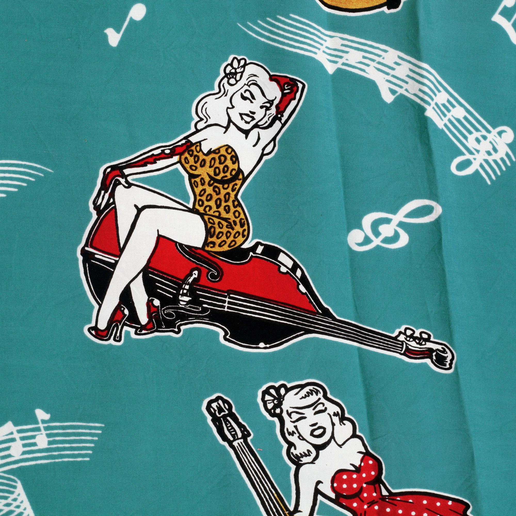 Blue SH38114 Hawaiian Shirt with Double Bass Pinups Print SoH10091 - Image 4