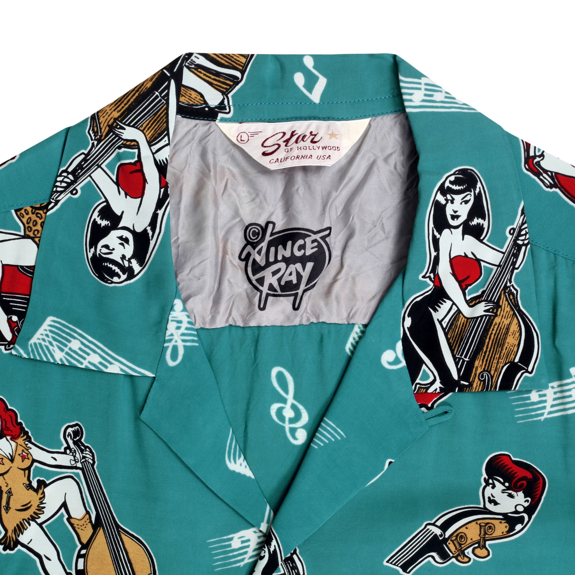 Blue SH38114 Hawaiian Shirt with Double Bass Pinups Print SoH10091 - Image 5