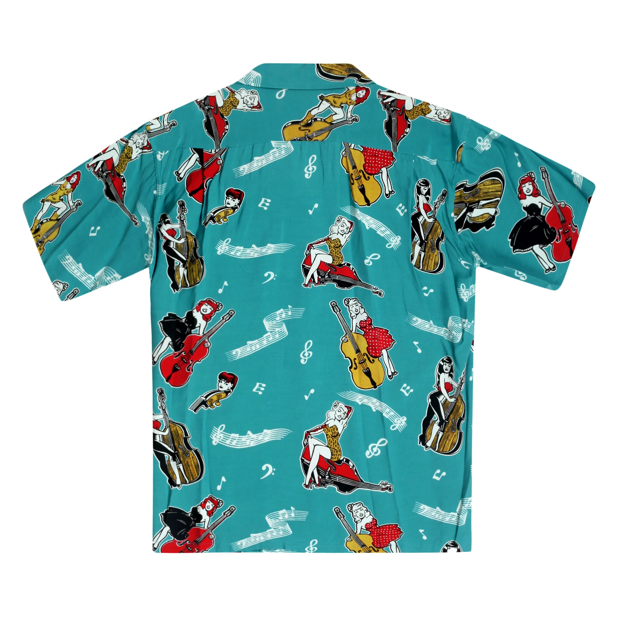 Blue SH38114 Hawaiian Shirt with Double Bass Pinups Print SoH10091 - Image 8