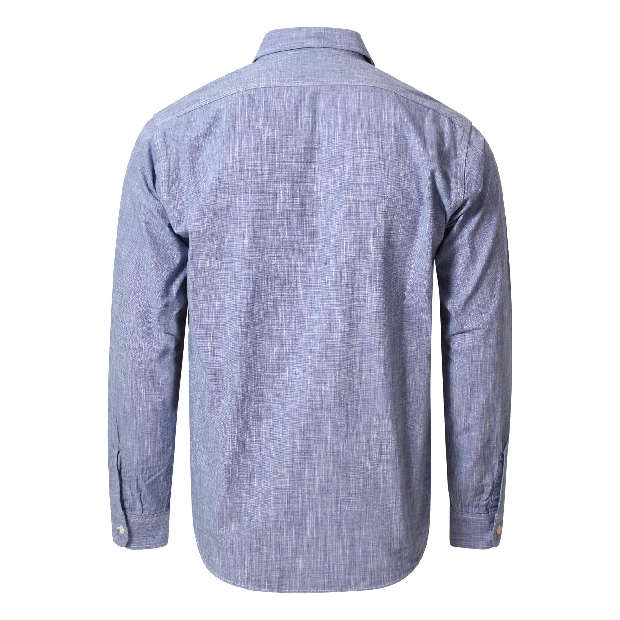 Blue Woven Pin Check Soft Collar SC28094 Long Sleeve Shirt CANE10260 - Image 2