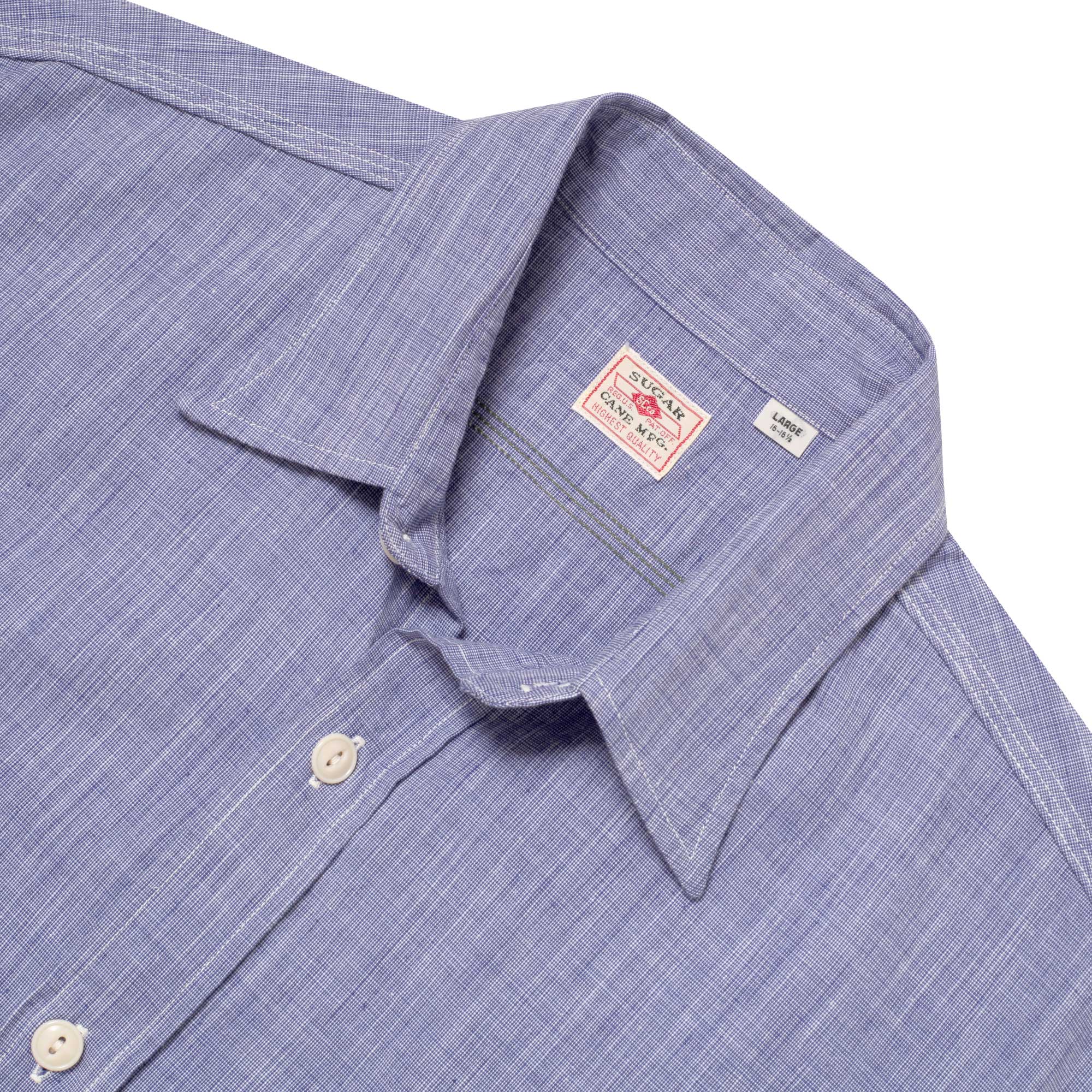 Blue Woven Pin Check Soft Collar SC28094 Long Sleeve Shirt CANE10260 - Image 3