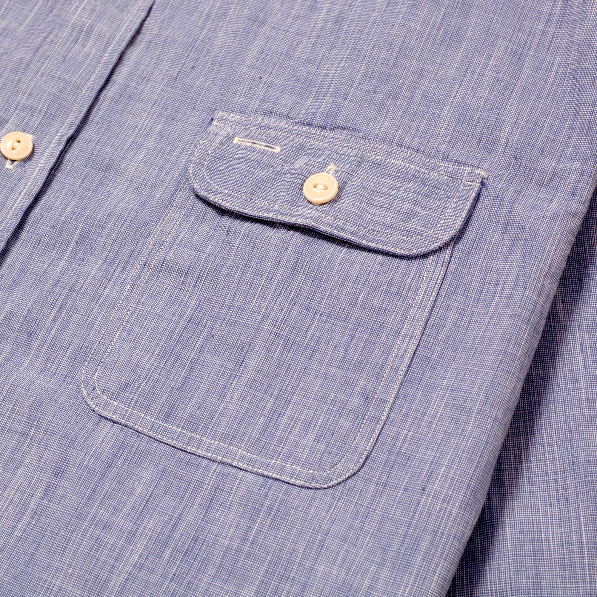 Blue Woven Pin Check Soft Collar SC28094 Long Sleeve Shirt CANE10260 - Image 4