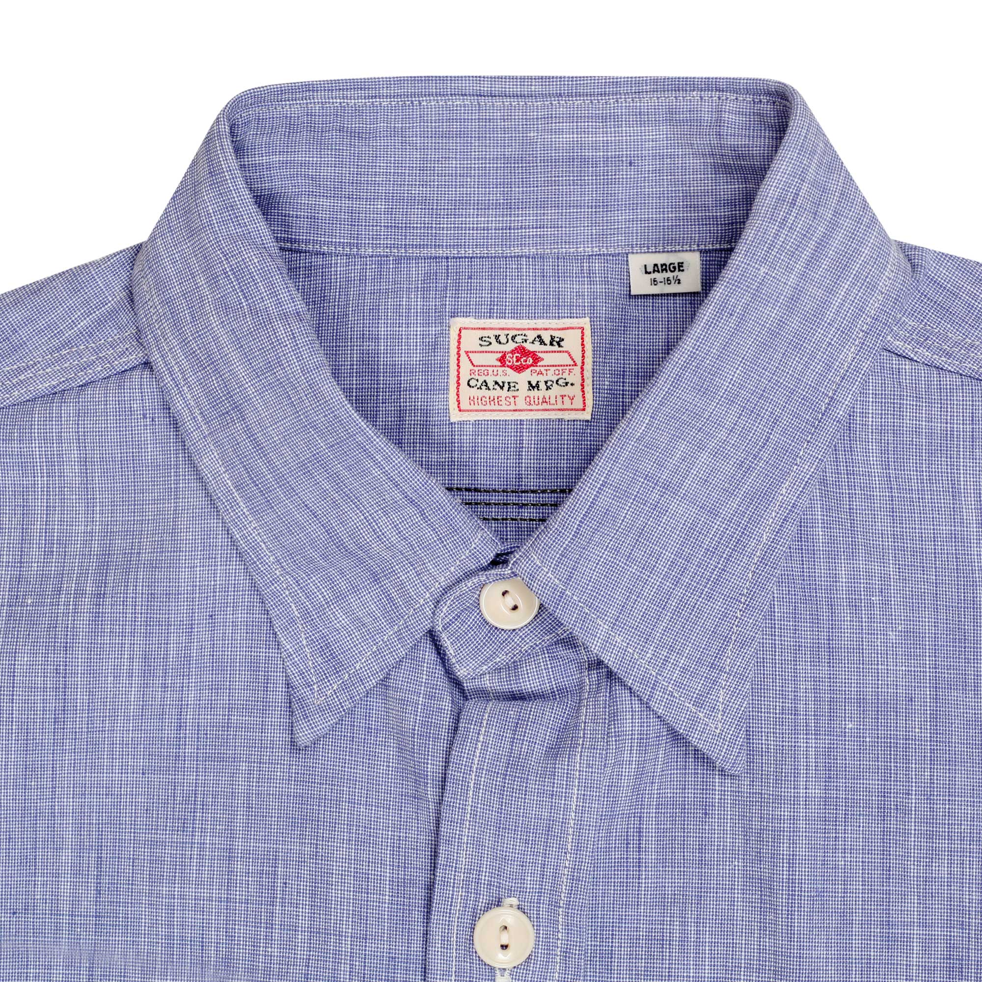 Blue Woven Pin Check Soft Collar SC28094 Long Sleeve Shirt CANE10260 - Image 6