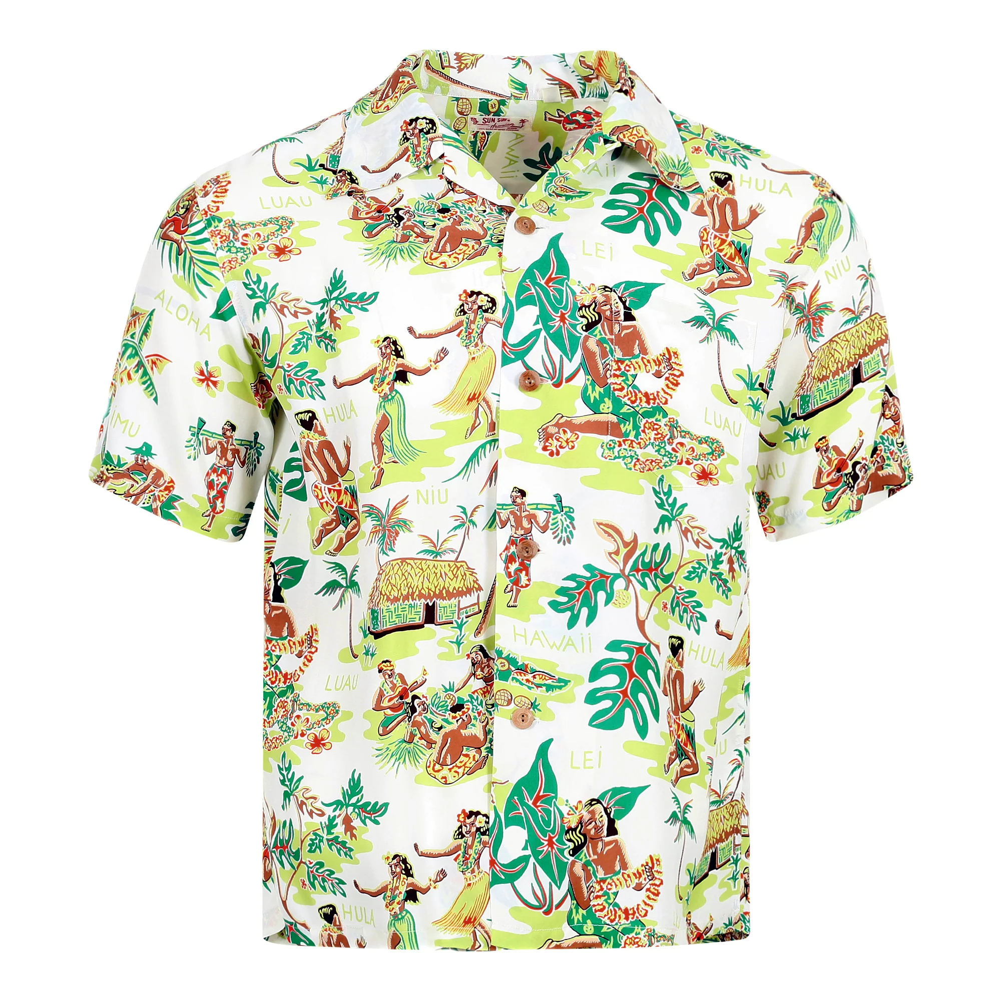 Off White SS38025 Luau Printed Short Sleeve Hawaiian Shirt SURF10084