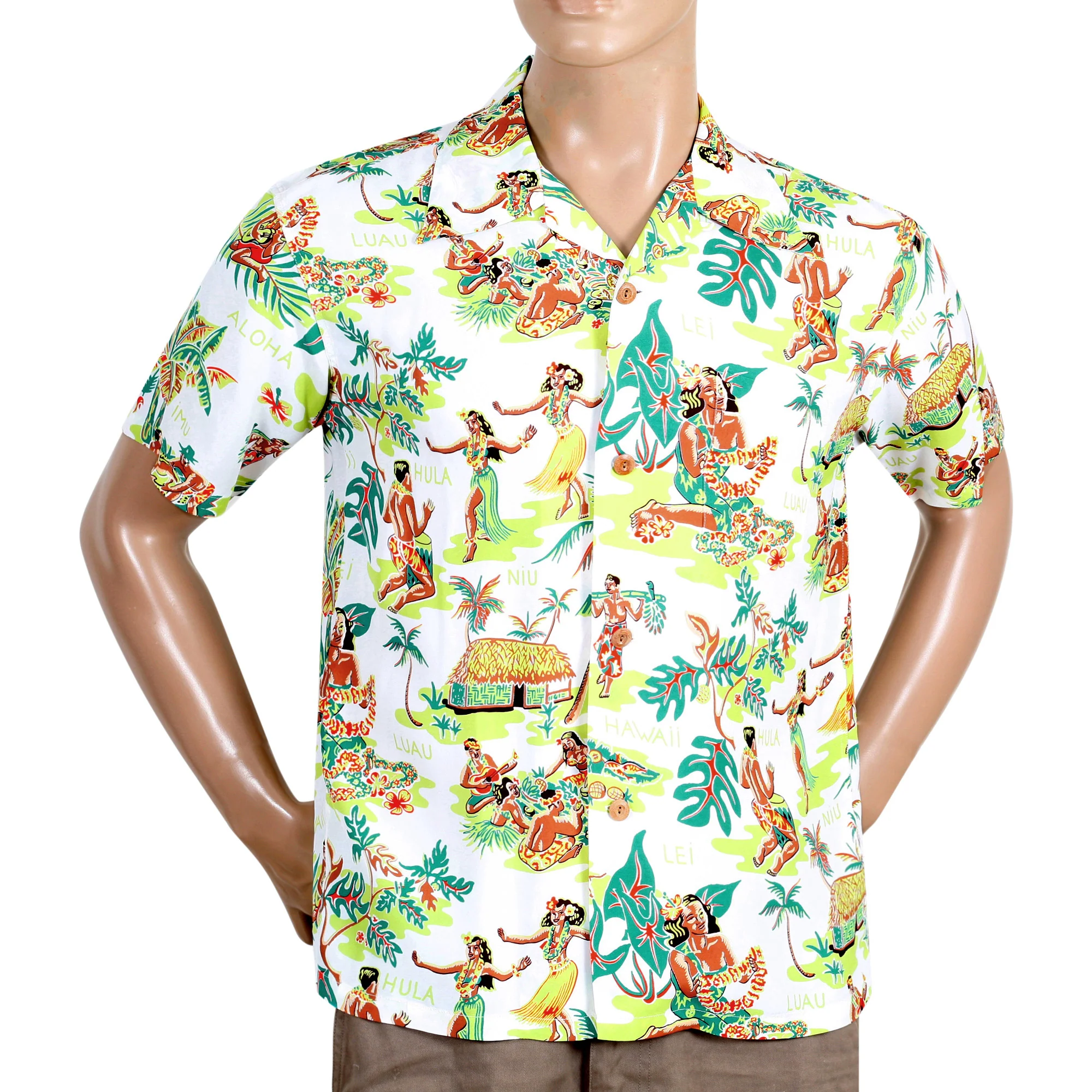 Off White SS38025 Luau Printed Short Sleeve Hawaiian Shirt SURF10084 - Image 5