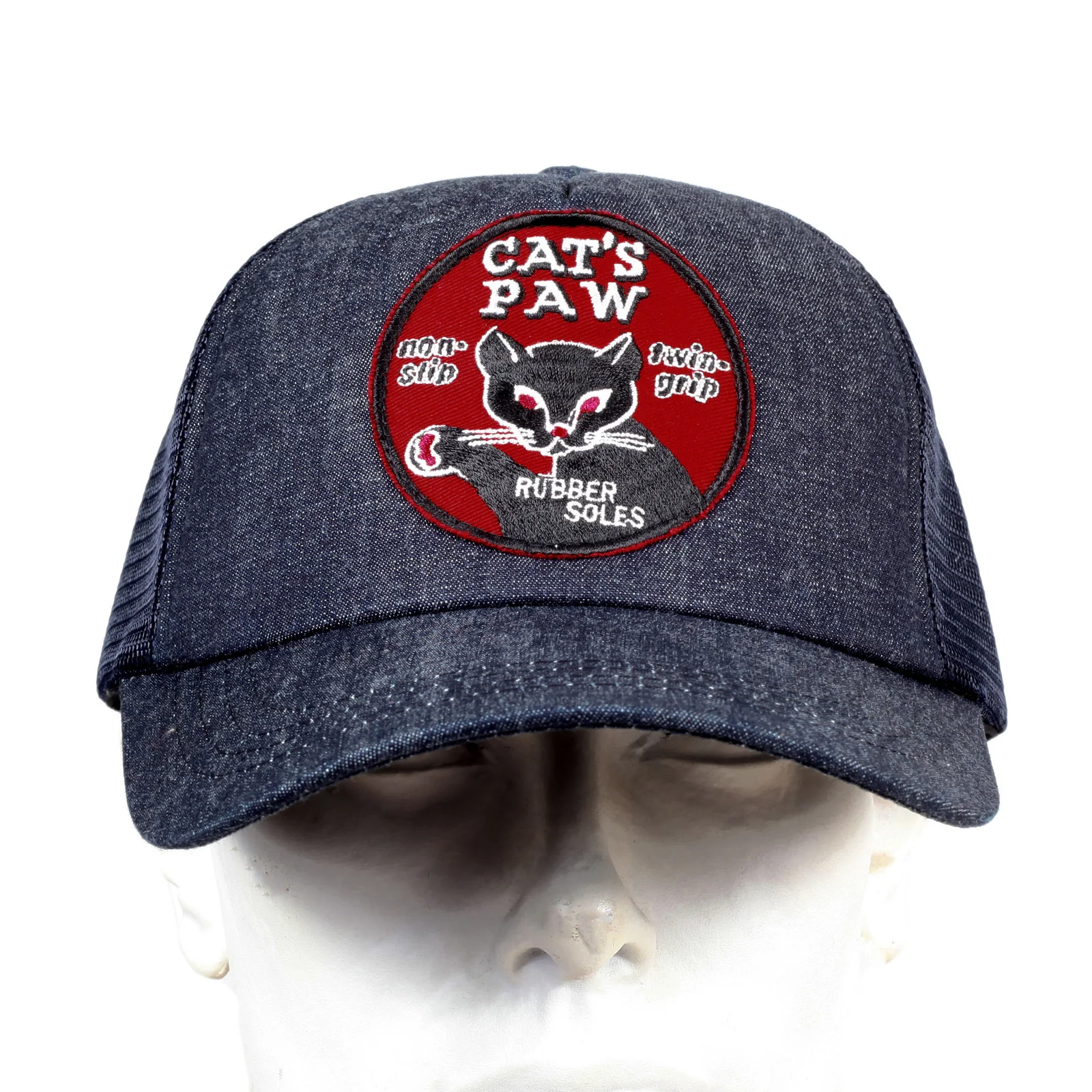 Navy Mesh Back Denim Truckers Cap for Men by Cats Paw CANE5729 - Image 3