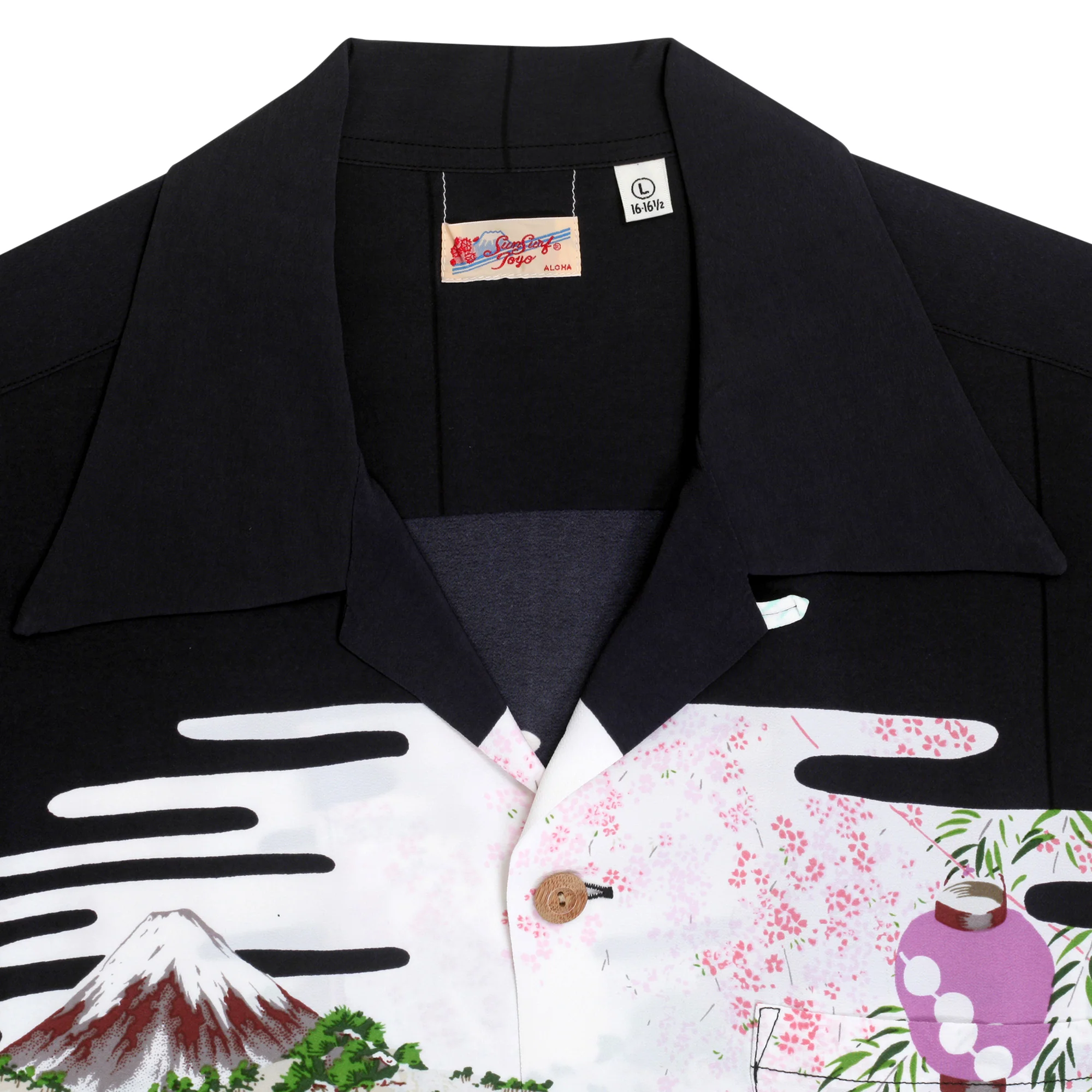 Black SS38030 Old Japanese Scenery Printed Hawaiian Shirt SURF10086 - Image 3