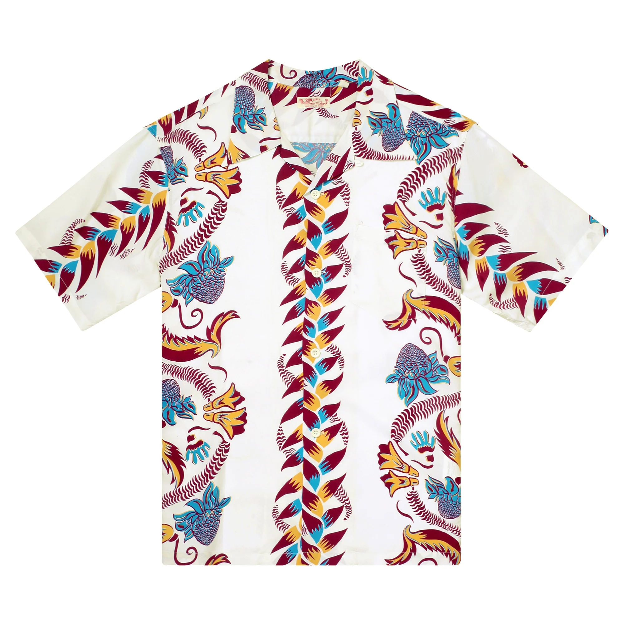 Shimmering Border Printed SS38326 Off White Hawaiian Shirt SURF11092 - Image 7