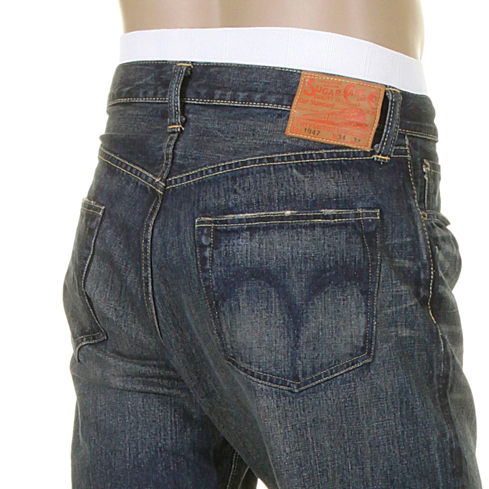 Vintage Cut Hard Wash SC41947H Dark Blue Selvedge Denim Jeans CANE5254 - Image 5