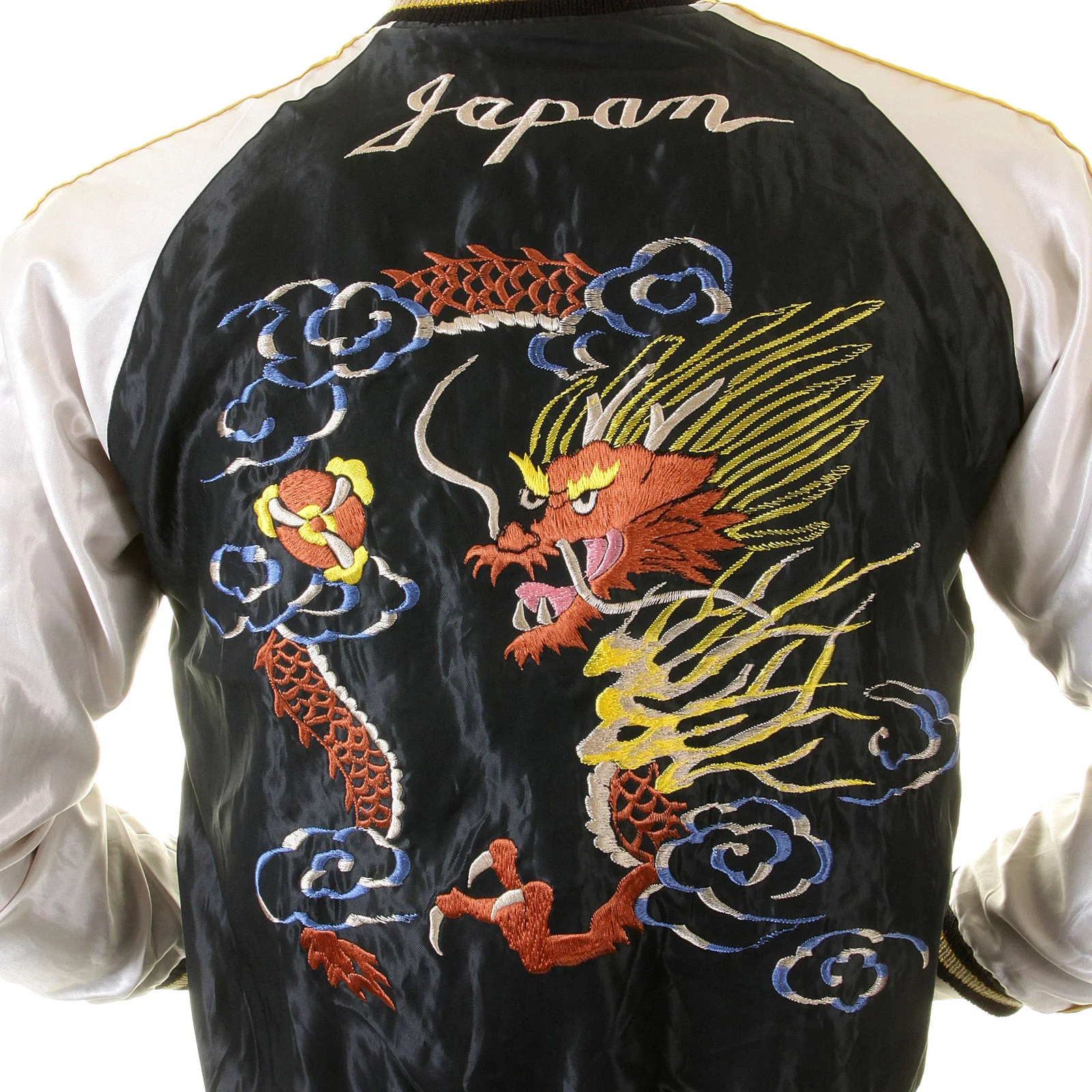 Hand Embroidered Dragon TT12420 Black and Ivory Suka Jacket TOYO2022A - Image 7