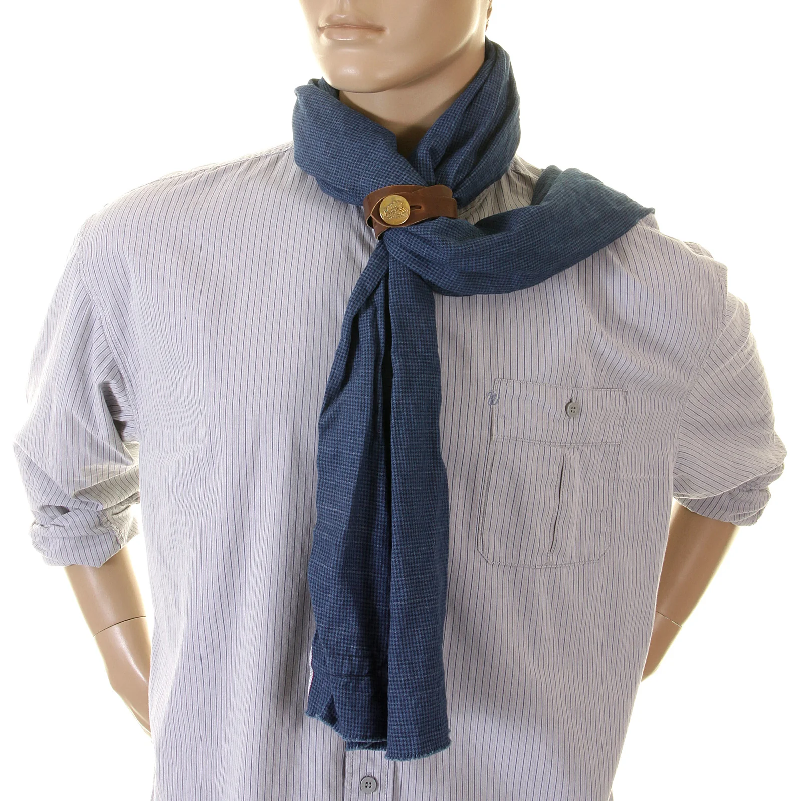 Sugar Cane navy houndstooth one wash SC01969A stole scarf CANE2726 - Image 7