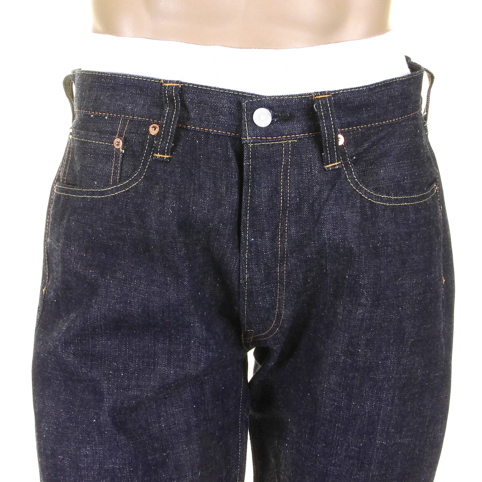 Navy Blue Okinawa Raw SC40301N Non Wash Selvedge Denim Jeans CANE3214 - Image 8