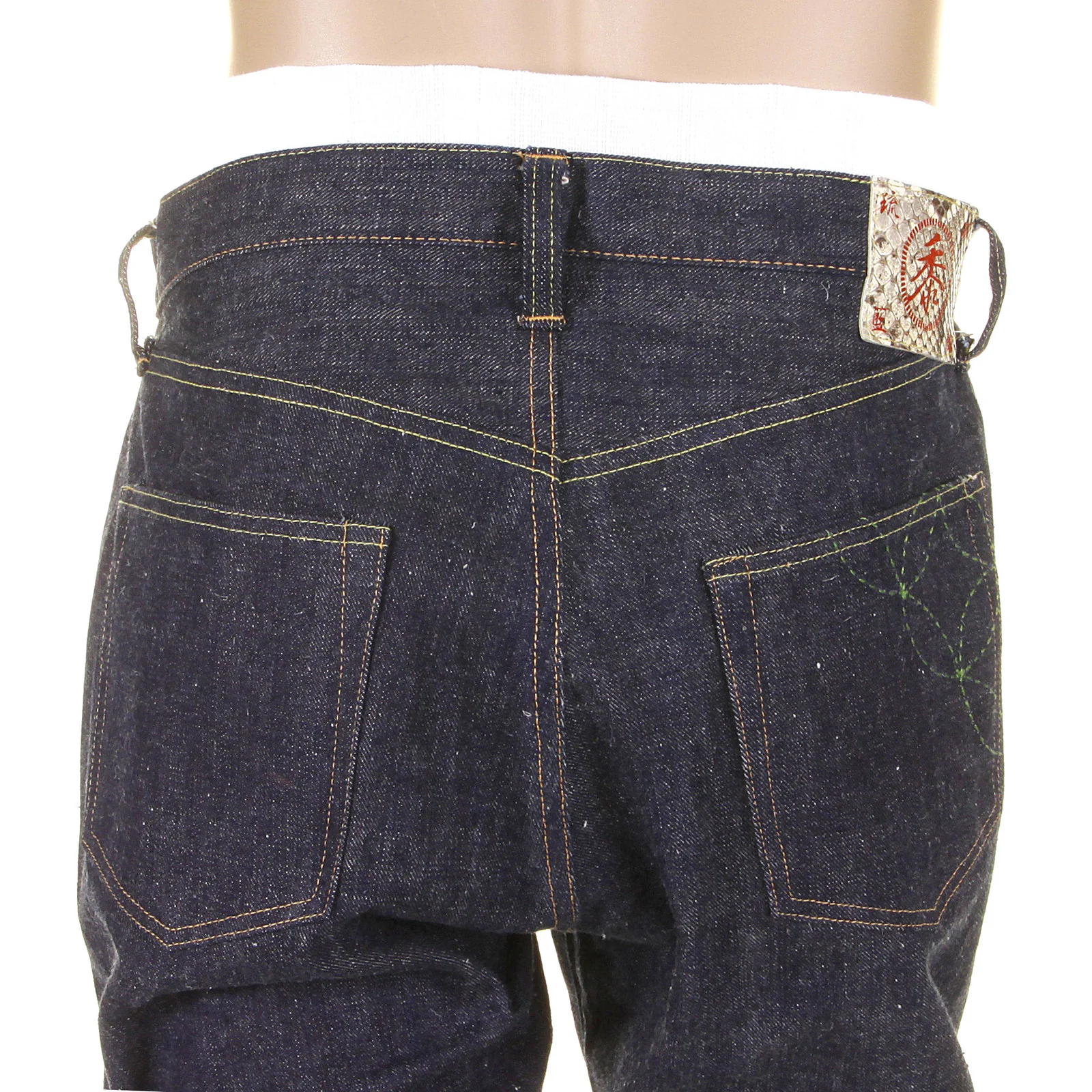 Navy Blue Okinawa Raw SC40301N Non Wash Selvedge Denim Jeans CANE3214 - Image 9