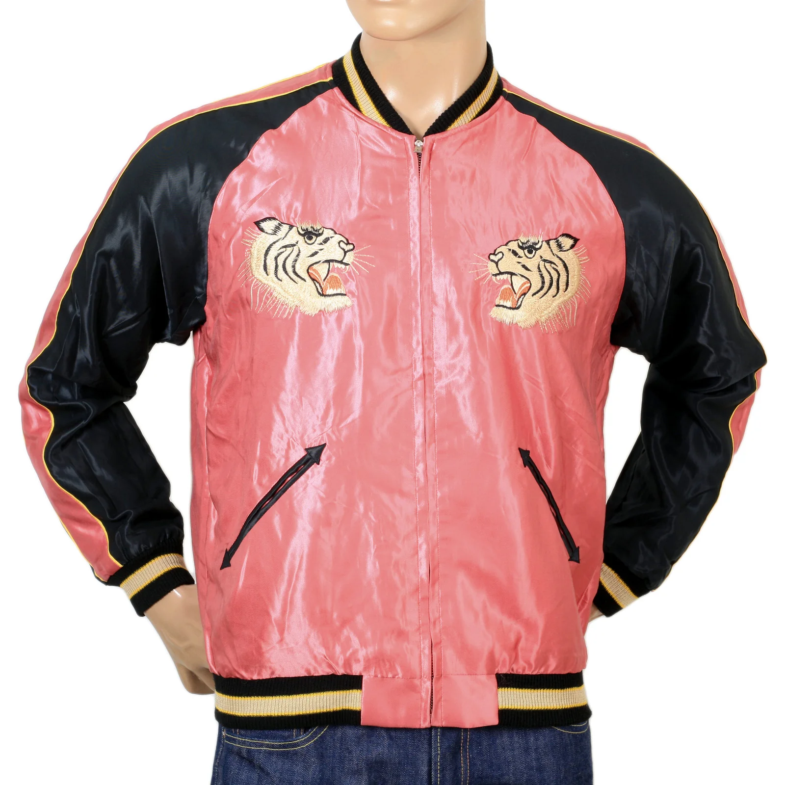 Pink and Black TT13756 Suka Jacket with Tiger Embroidery TOYOSC7526A - Image 4