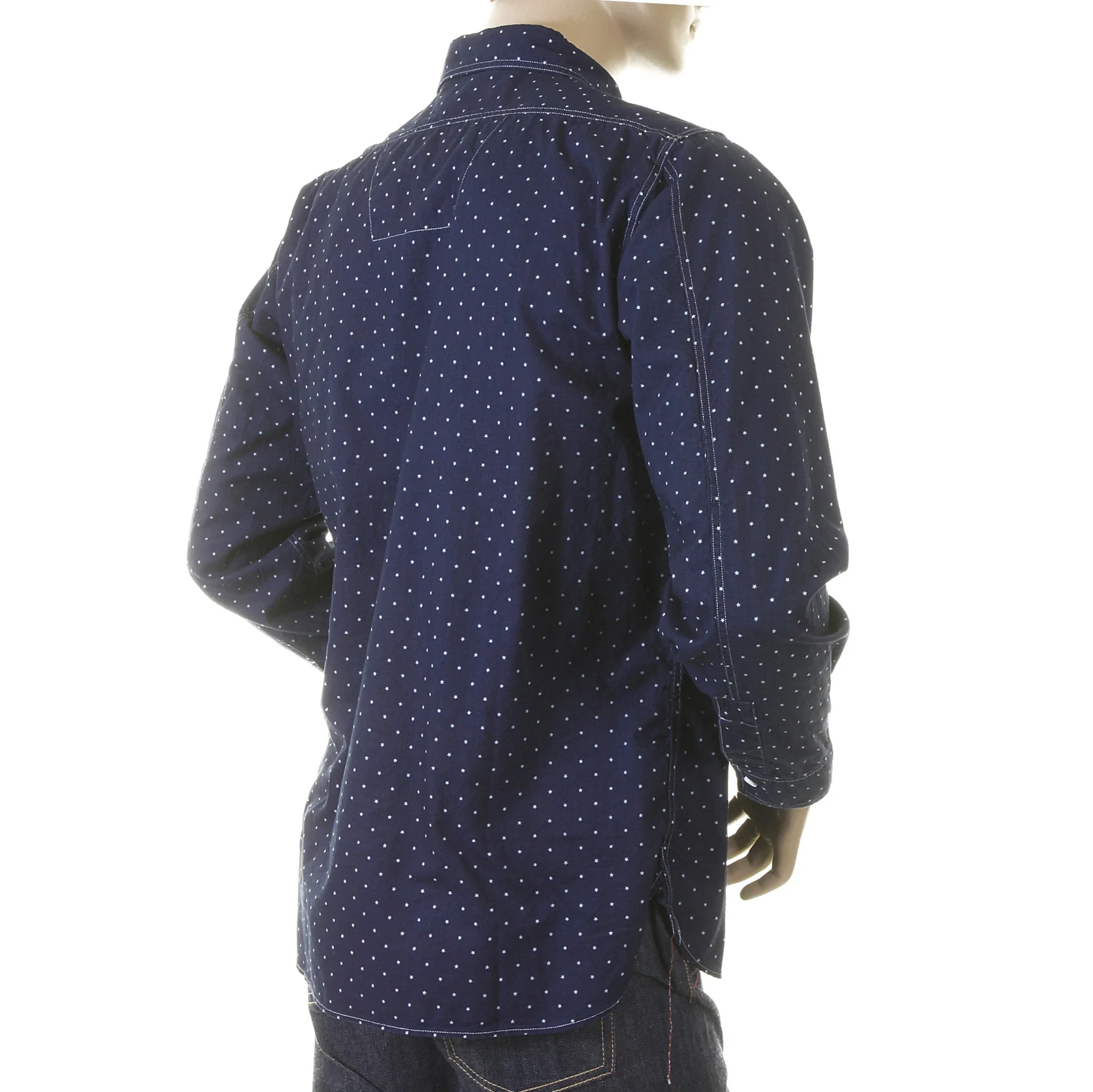 Navy Fiction Romance SC25675A Star Dot Vintage Cut Work Shirt CANE2728 - Image 3