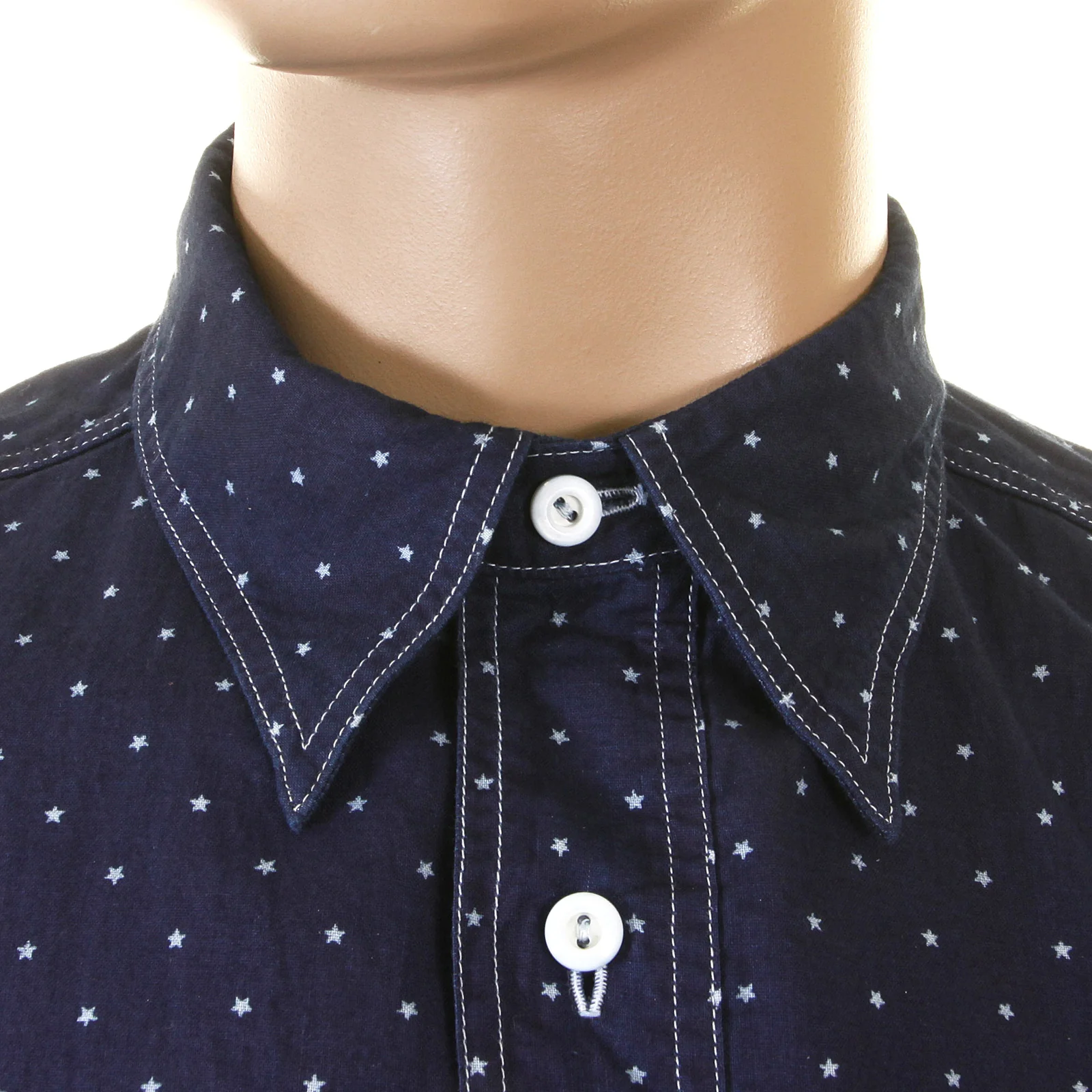 Navy Fiction Romance SC25675A Star Dot Vintage Cut Work Shirt CANE2728 - Image 9