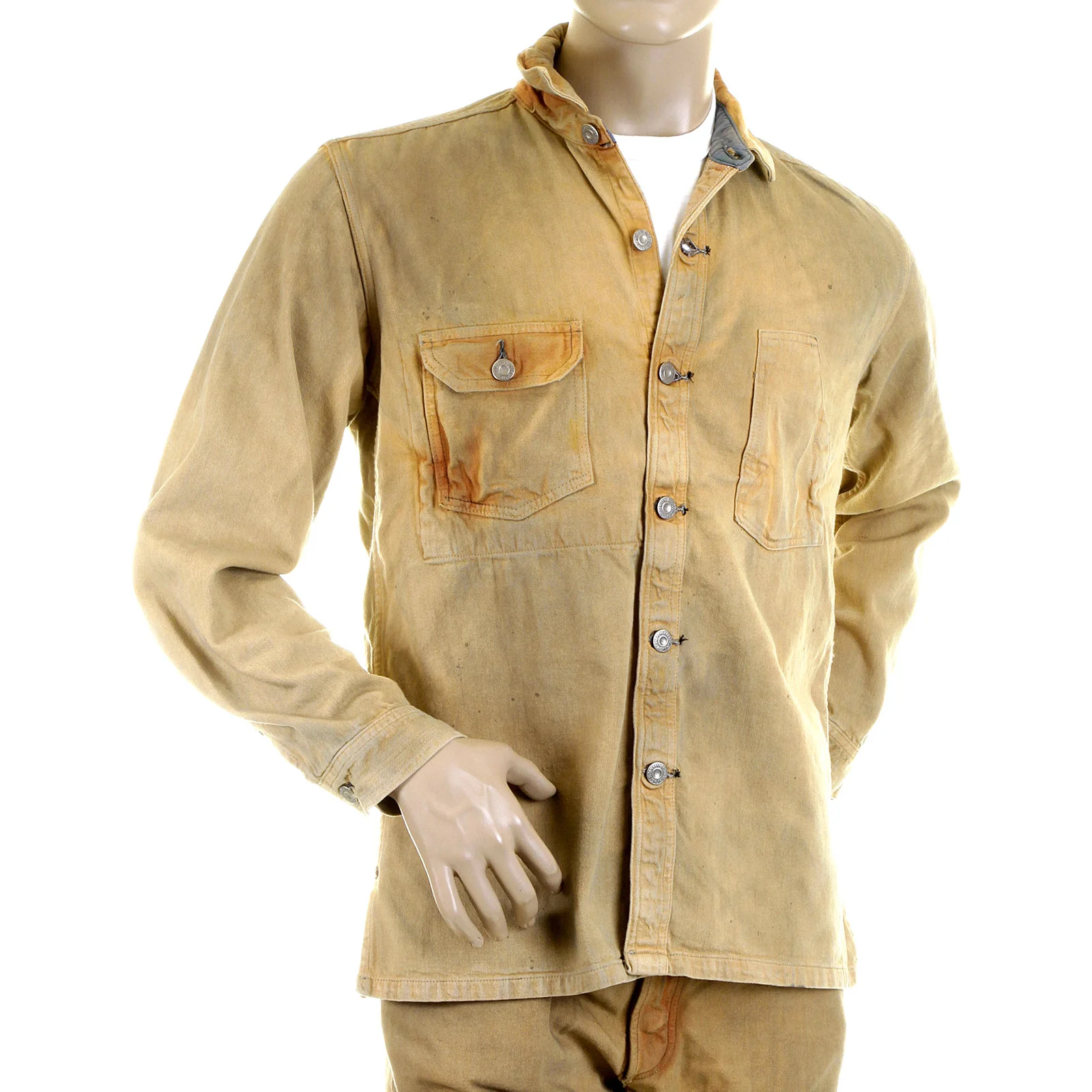 Sugarcane Mens SC12241H Fiction Romance Vintage Wash Workwear Denim Jacket/Overshirt in Brown CANE2830 - Image 3