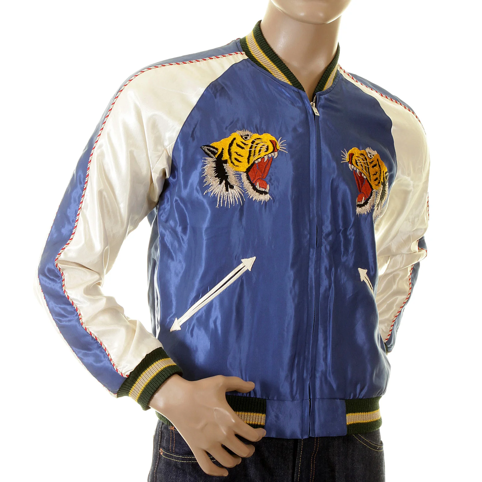 Royal Blue and Ivory TT12420 Tiger Embroidered Suka Jacket TOYO2022 - Image 9