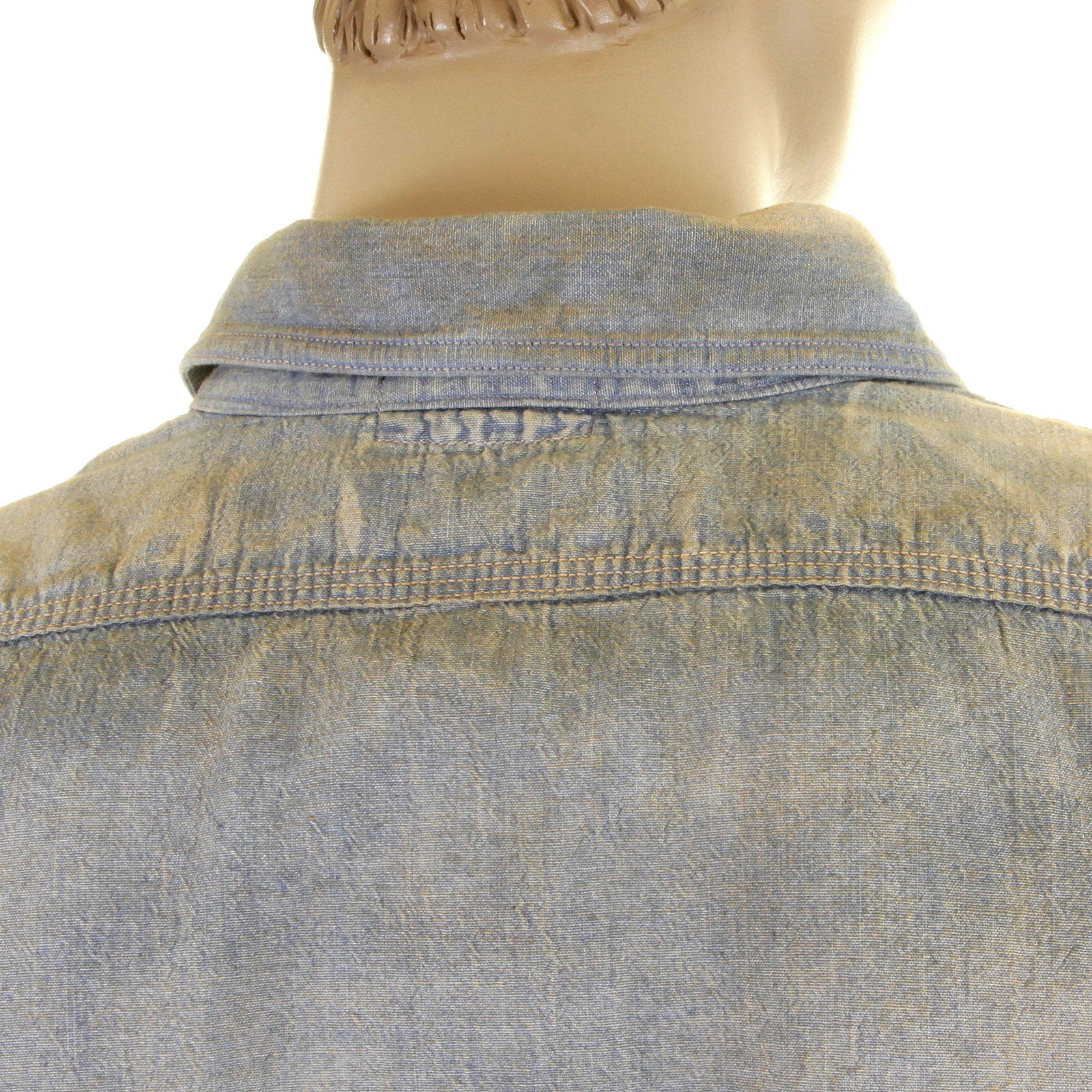 Chambray Heavy Wash Navy SC25355H Stained Vintage Work Shirt CANE2834 - Image 2
