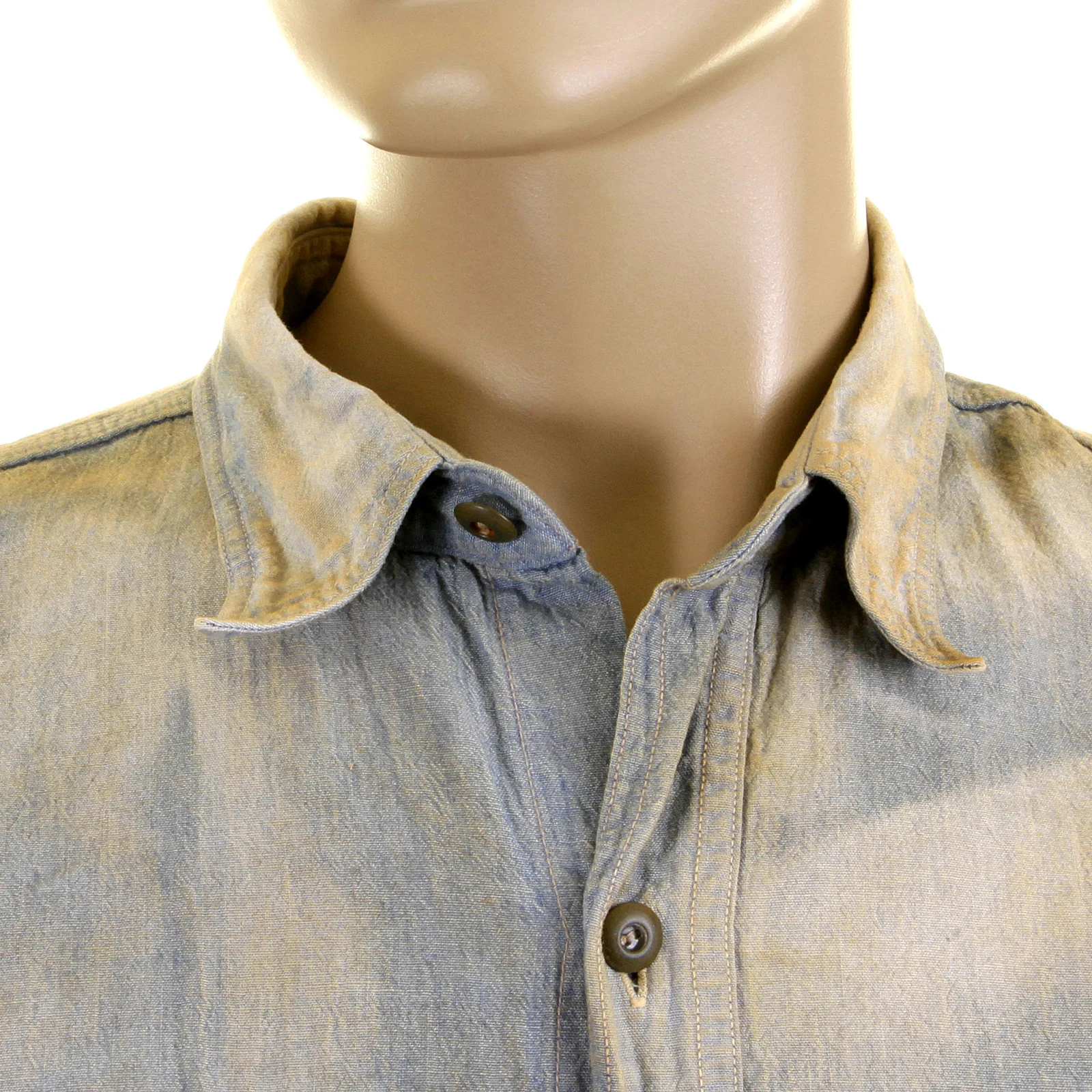 Chambray Heavy Wash Navy SC25355H Stained Vintage Work Shirt CANE2834 - Image 6