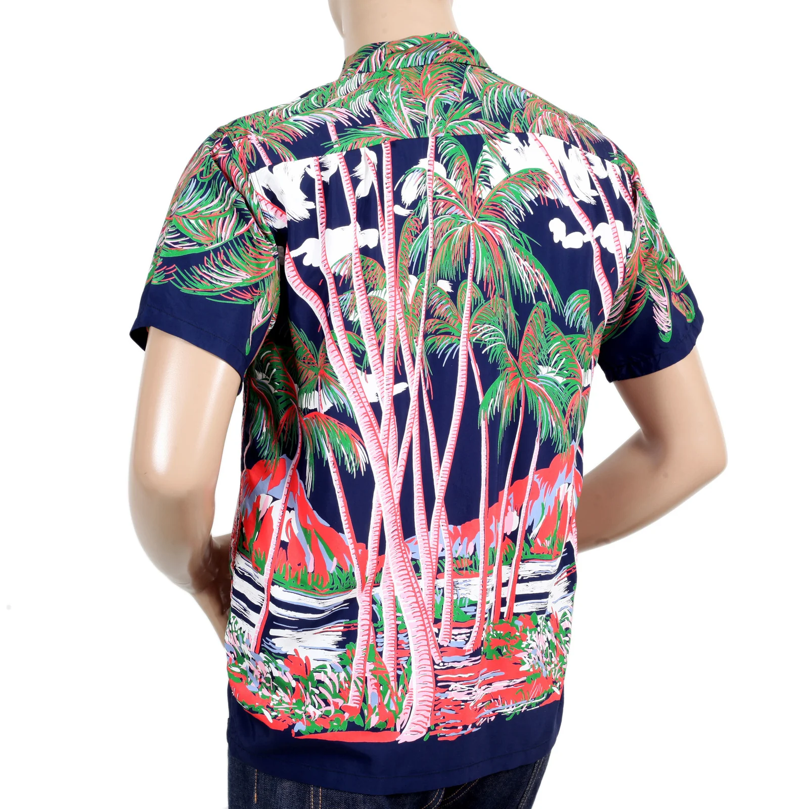 Sun Surf DK36202 Duke Kahanamoku Coconut Palms & Duamond Head Rayon Hawiian Shirt in Navy SURF0028 - Image 2