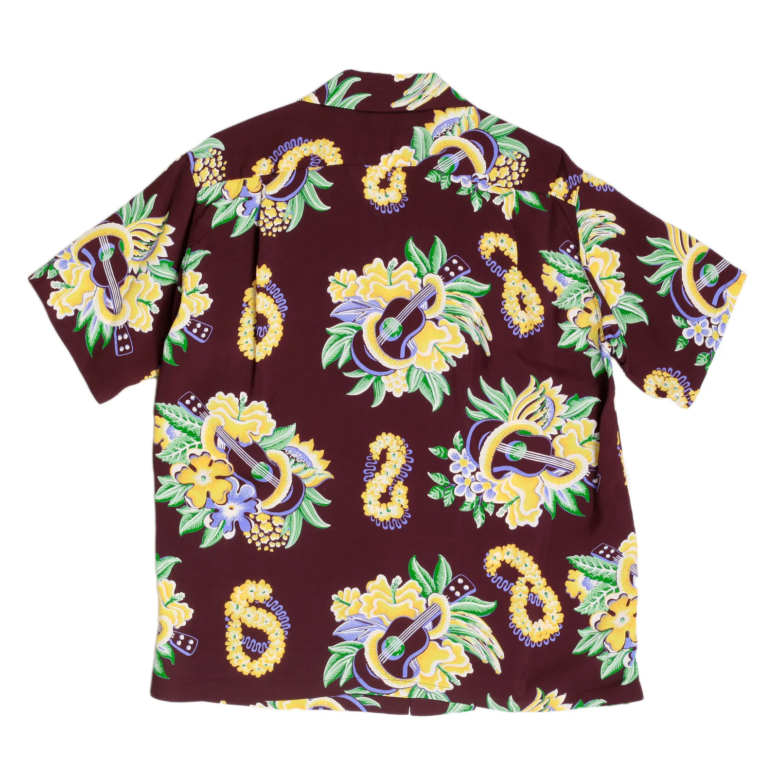 Sun Surf Hawaiian Macintosh Ukulele Printed Wine Regular Fit Short Sleeved Shirt for Men SURF7533 - Image 3
