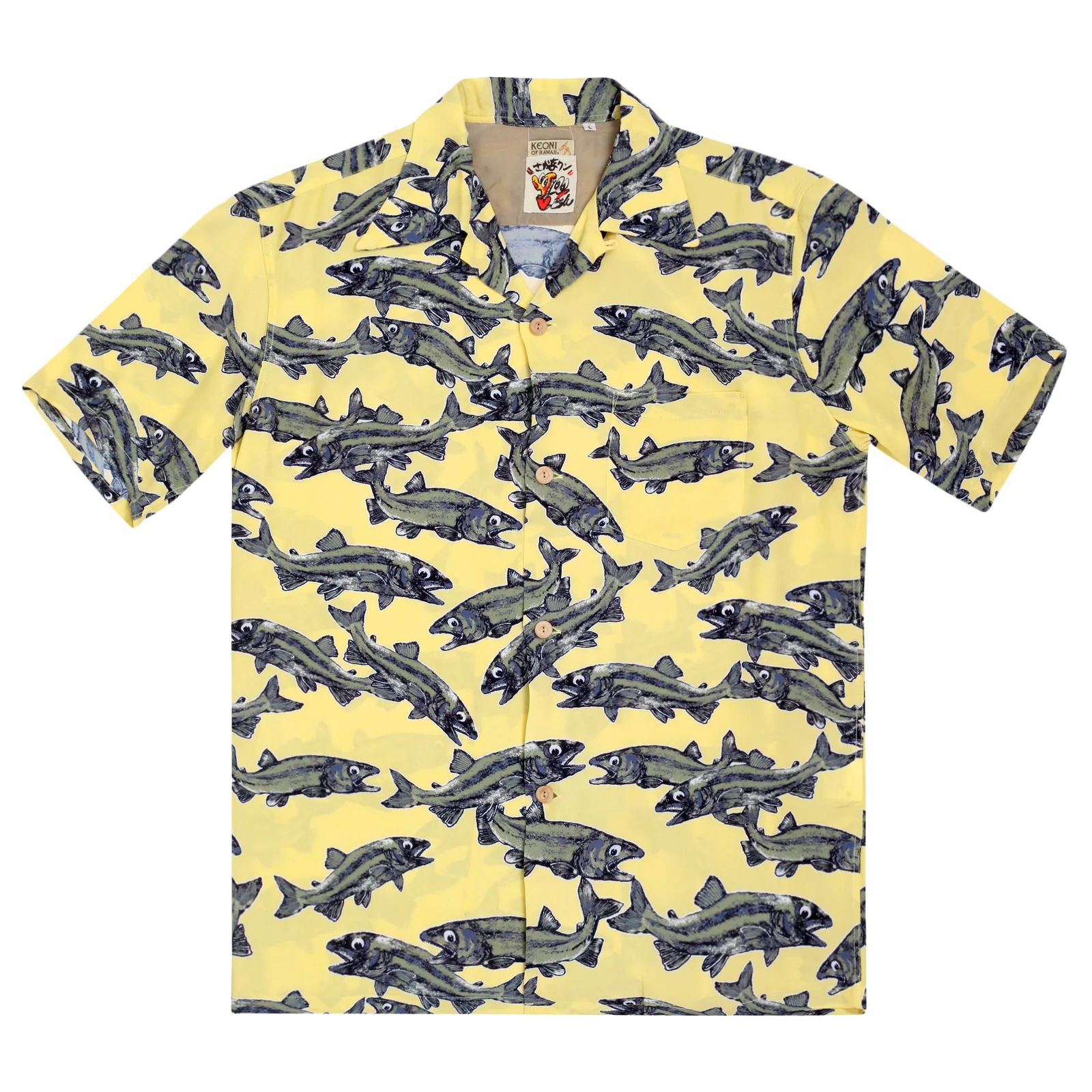 Limited Edition Keoni of Hawaii Printed SS37463 Yellow Shirt SURF7567