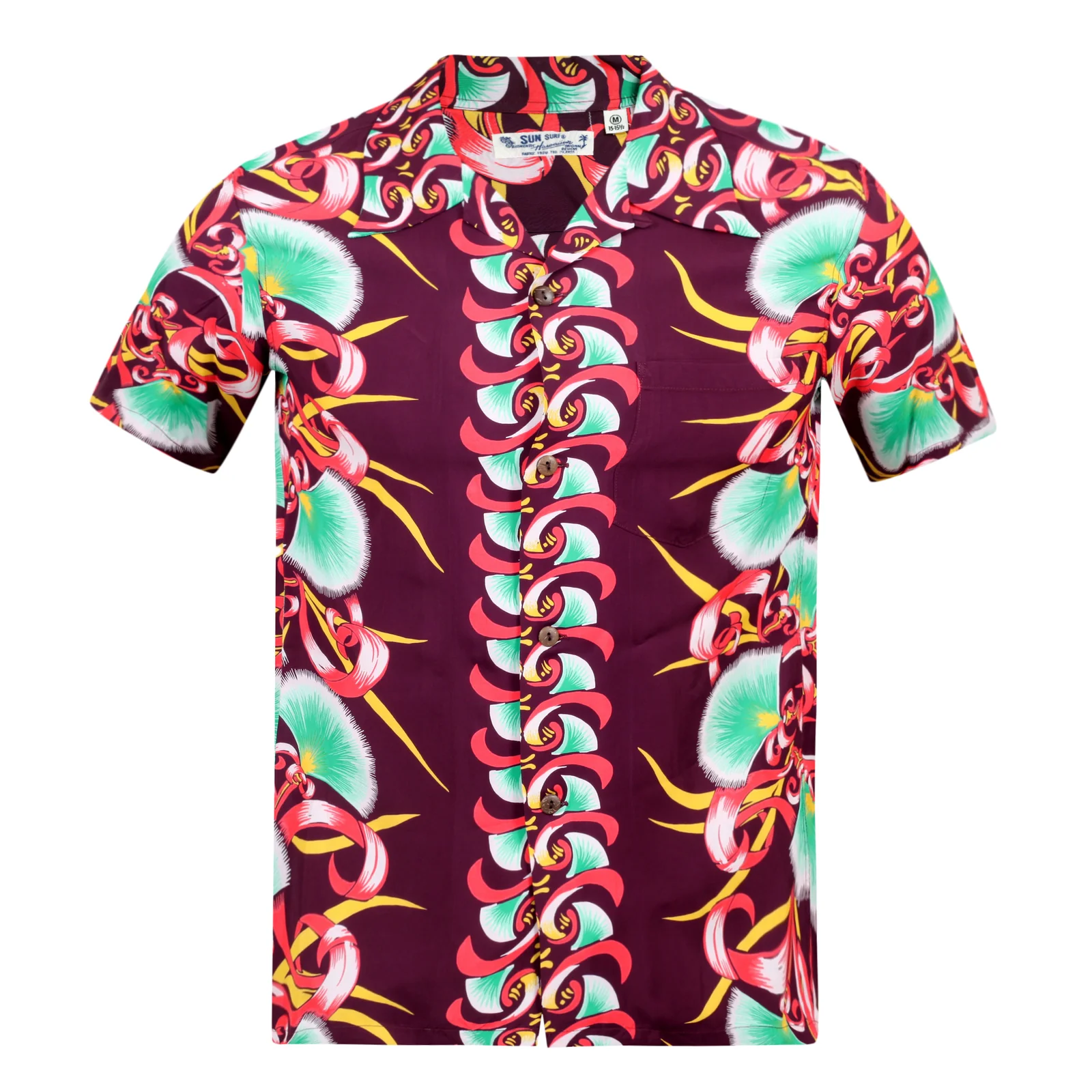 Aloha Bombax Tree Printed SS37793 Wine Rayon Hawaiian Shirt SURF7571 - Image 3