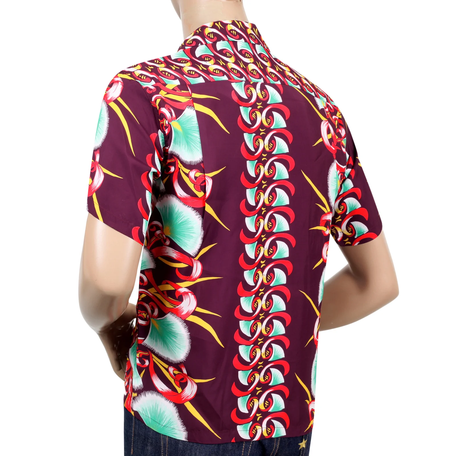 Aloha Bombax Tree Printed SS37793 Wine Rayon Hawaiian Shirt SURF7571 - Image 6