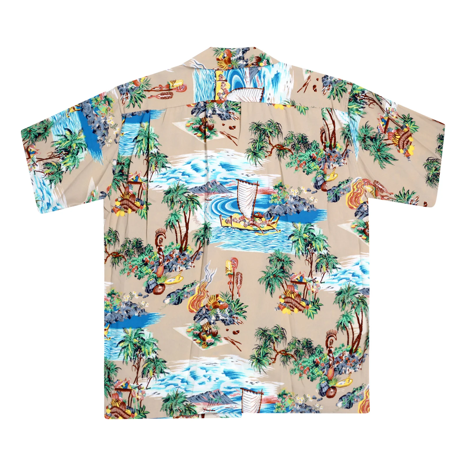 Island Chronicle Printed SS37781 Rayon Beige Hawaiian Shirt SURF8591 - Image 2