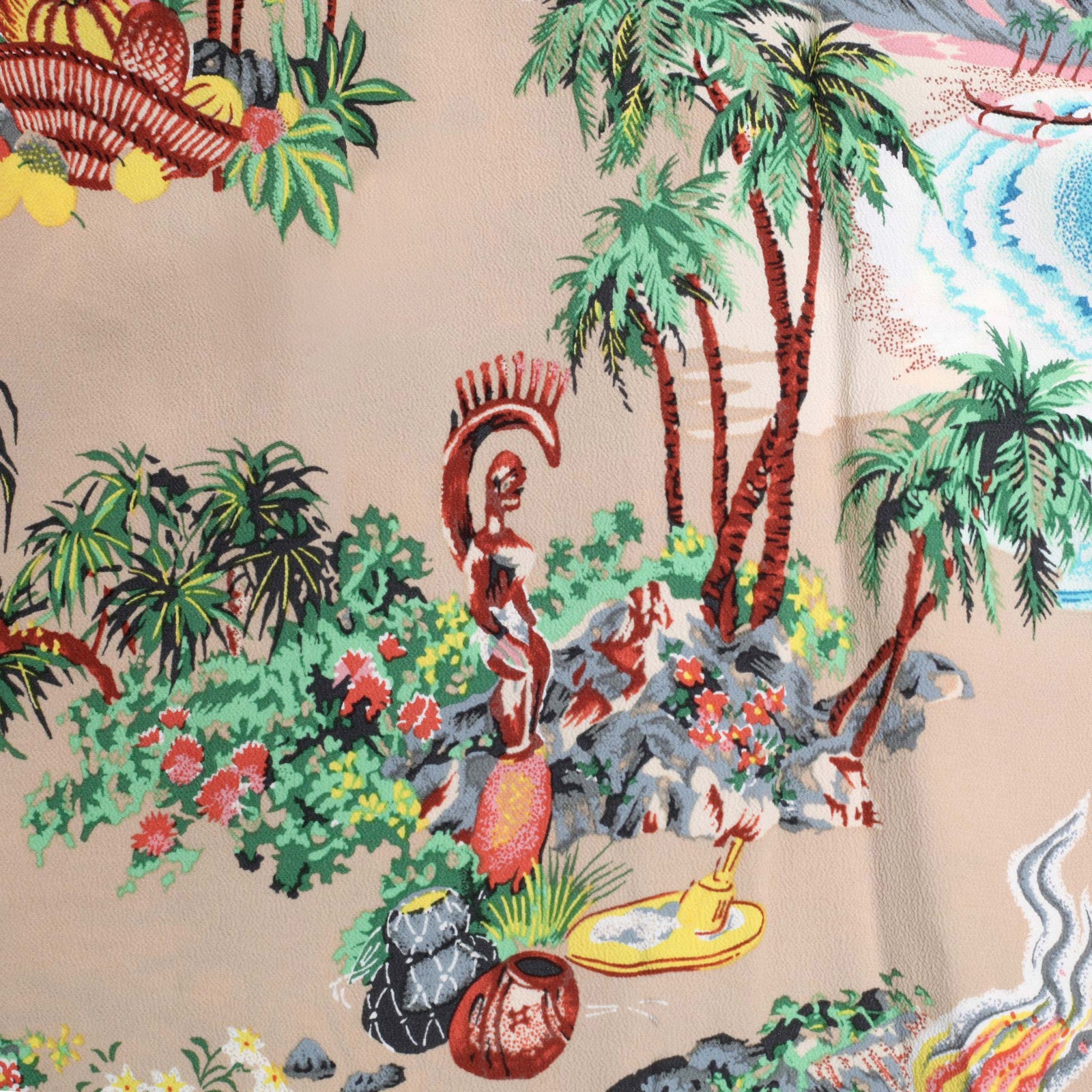 Island Chronicle Printed SS37781 Rayon Beige Hawaiian Shirt SURF8591 - Image 4