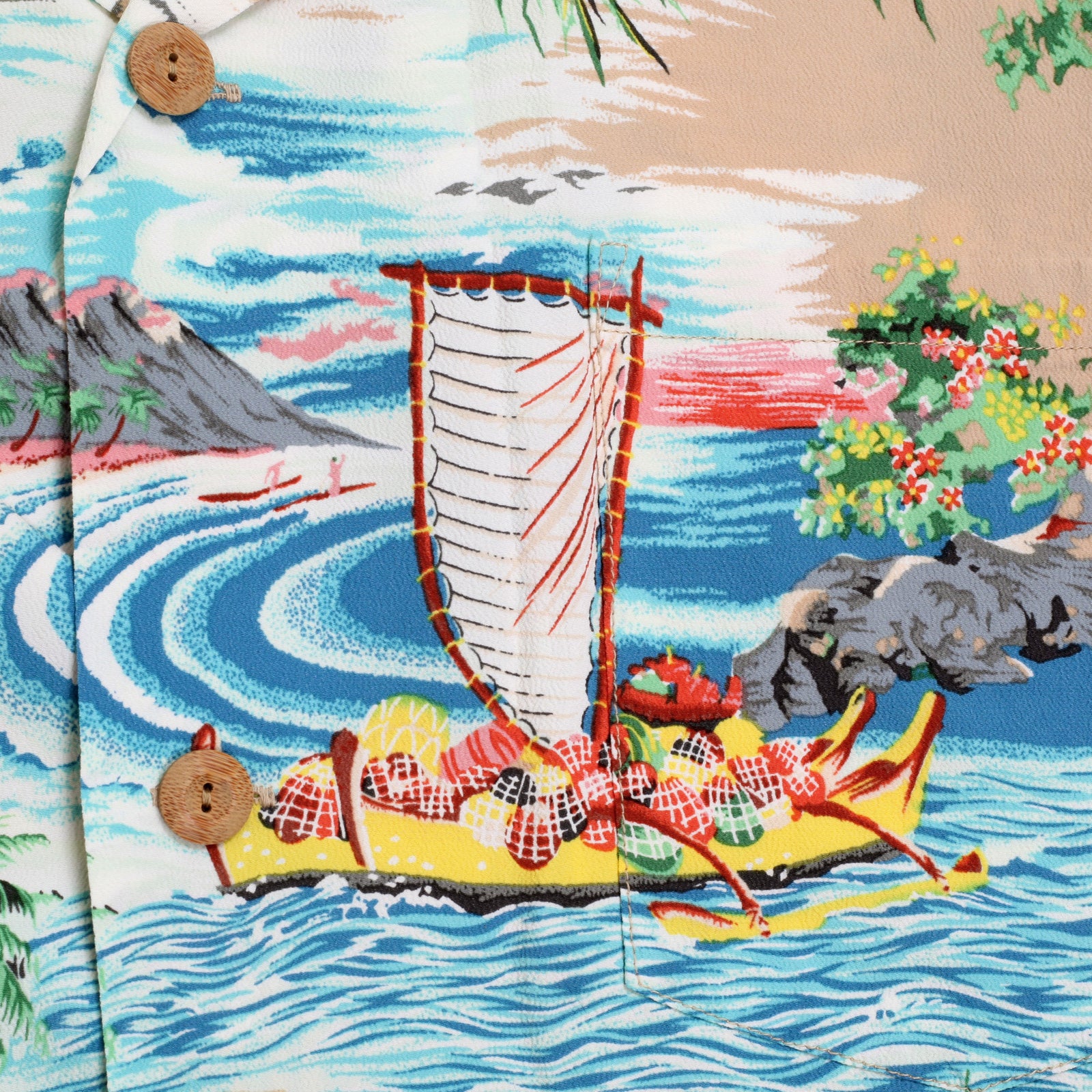 Island Chronicle Printed SS37781 Rayon Beige Hawaiian Shirt SURF8591 - Image 5
