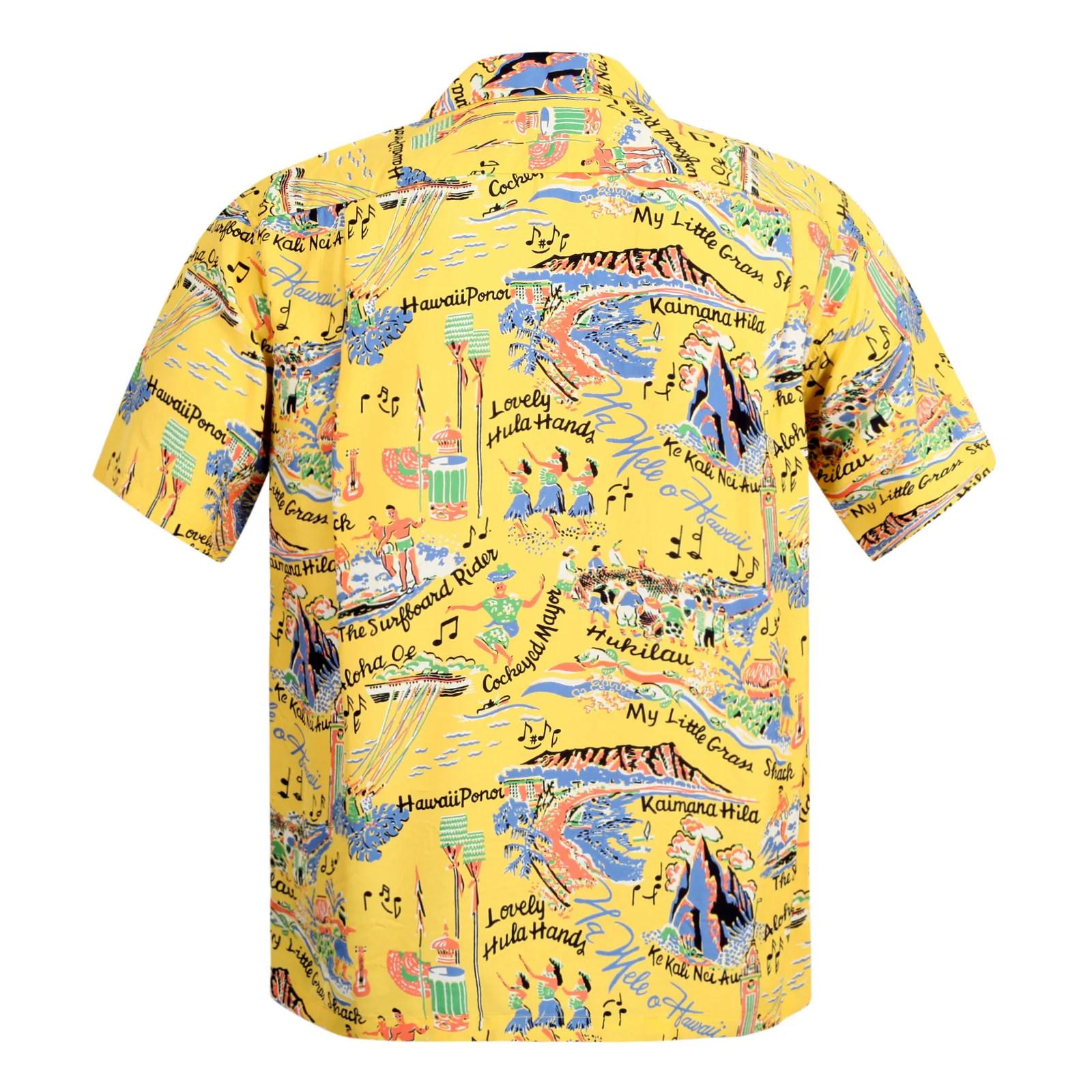 Song of Hawaii Printed SS37787 Rayon Yellow Hawaiian Shirt SURF9038 - Image 2