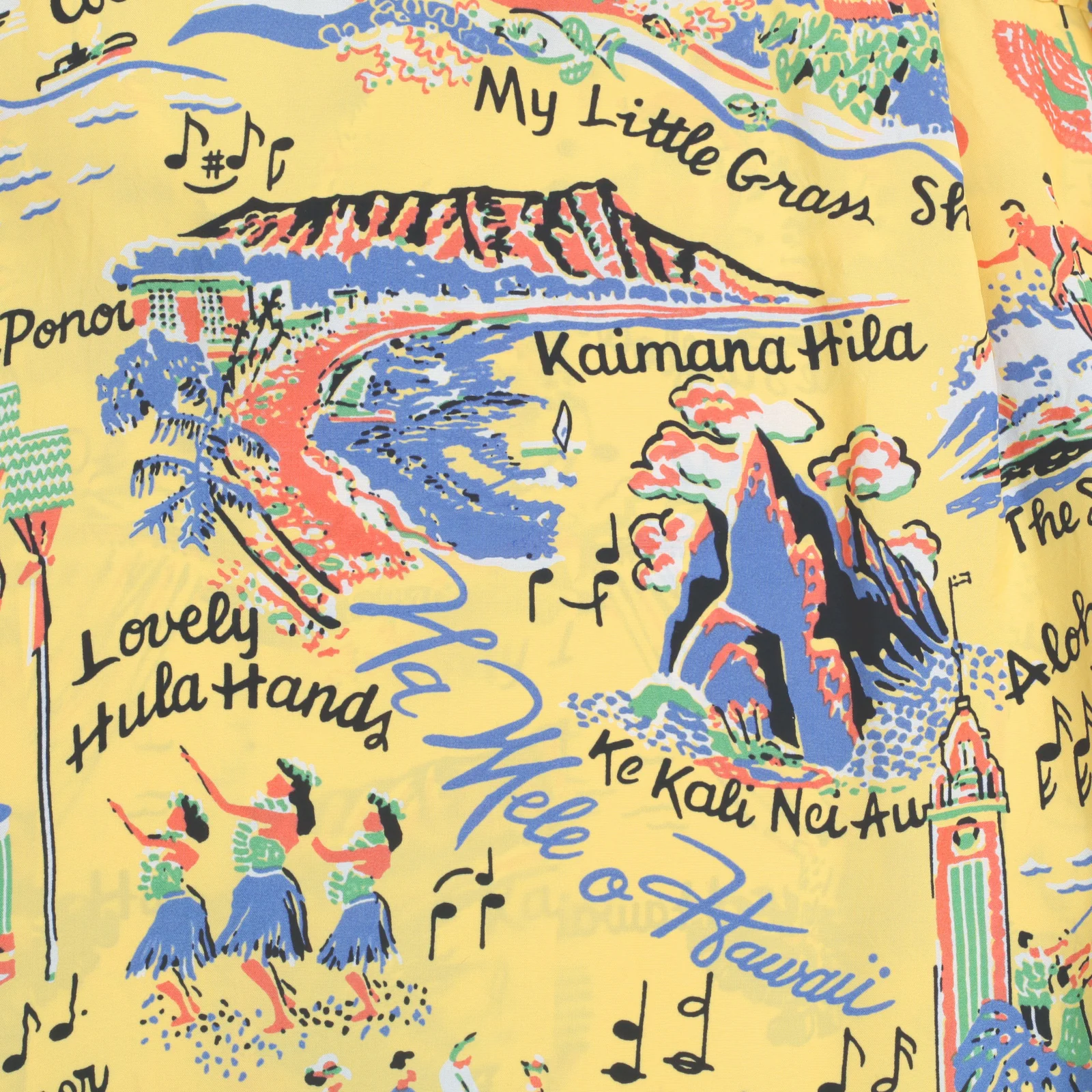 Song of Hawaii Printed SS37787 Rayon Yellow Hawaiian Shirt SURF9038 - Image 5