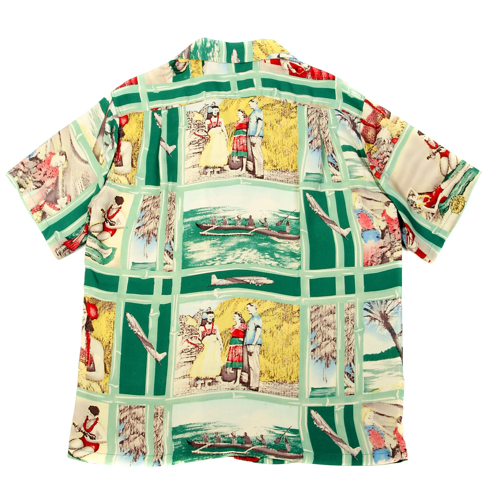 Sun Surf Mens SS33326 Green Vintage Short Sleeve Cuban Collar Hawaiian Shirt with Fly to the Paradise Print SURF9051 - Image 3