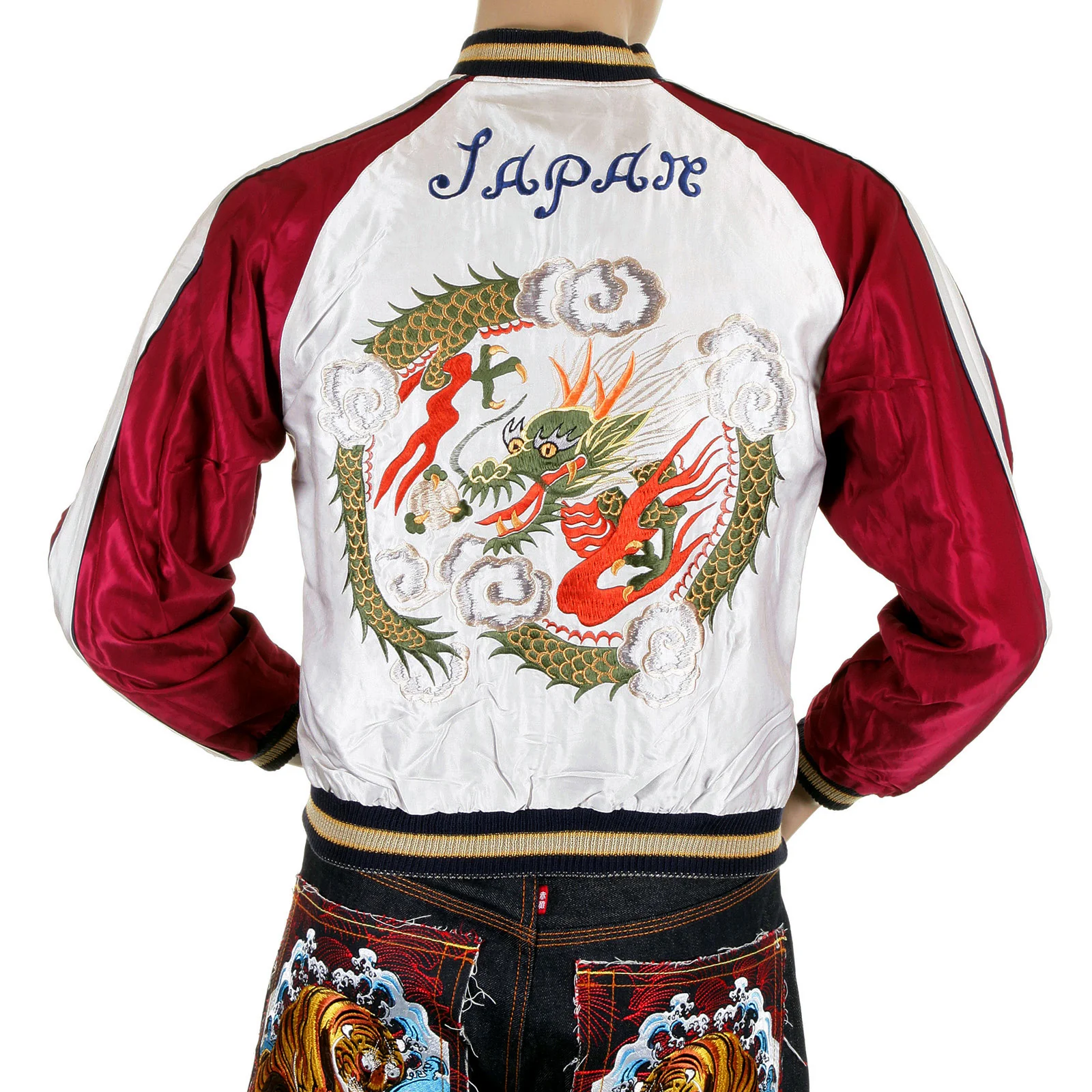 Dragon Embroidered TT11781 Silver and Wine Souvenir Jacket TOYOSC4232A