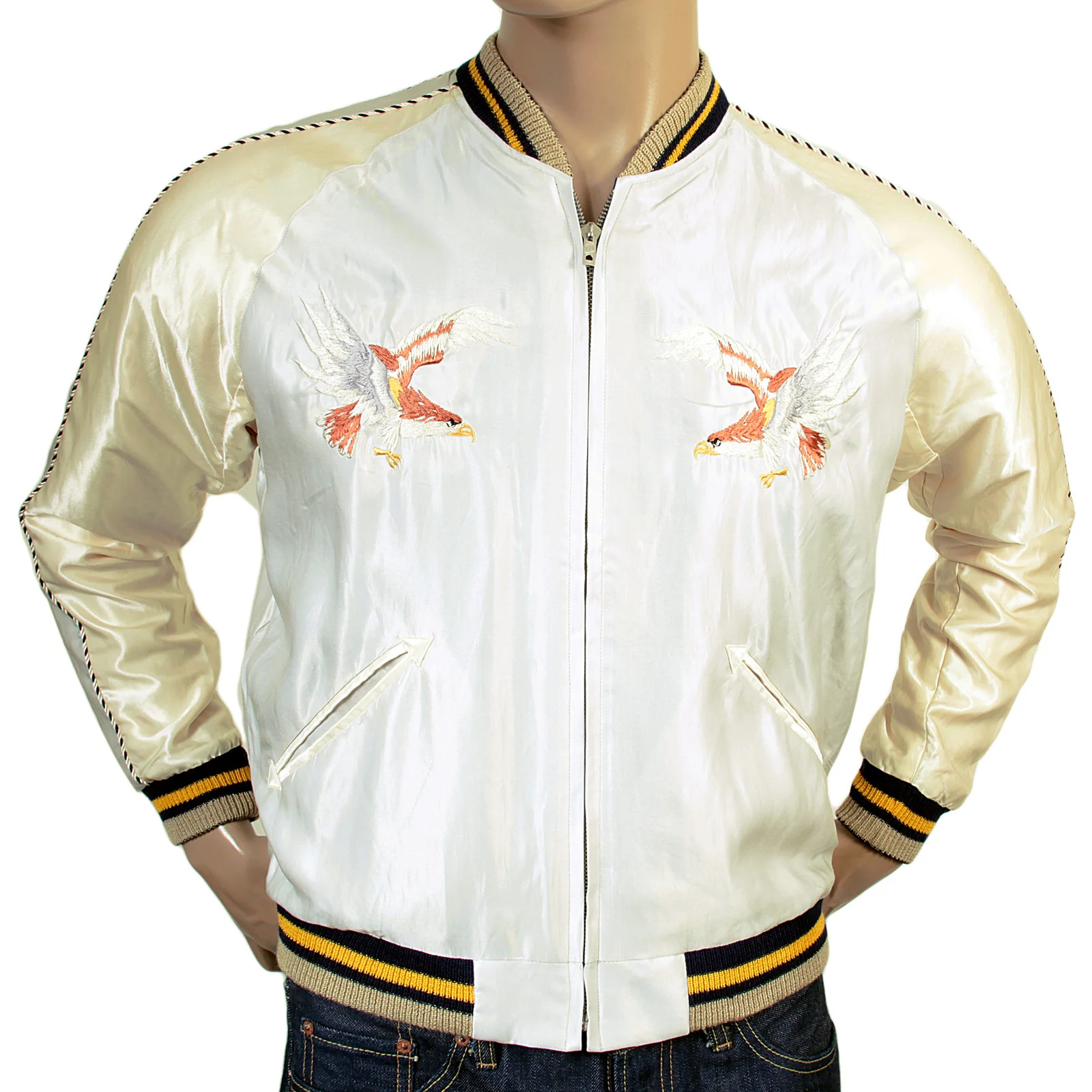 American Eagle Embroidered TT13001 Silver Souvenir Jacket TOYOSC3709 - Image 2