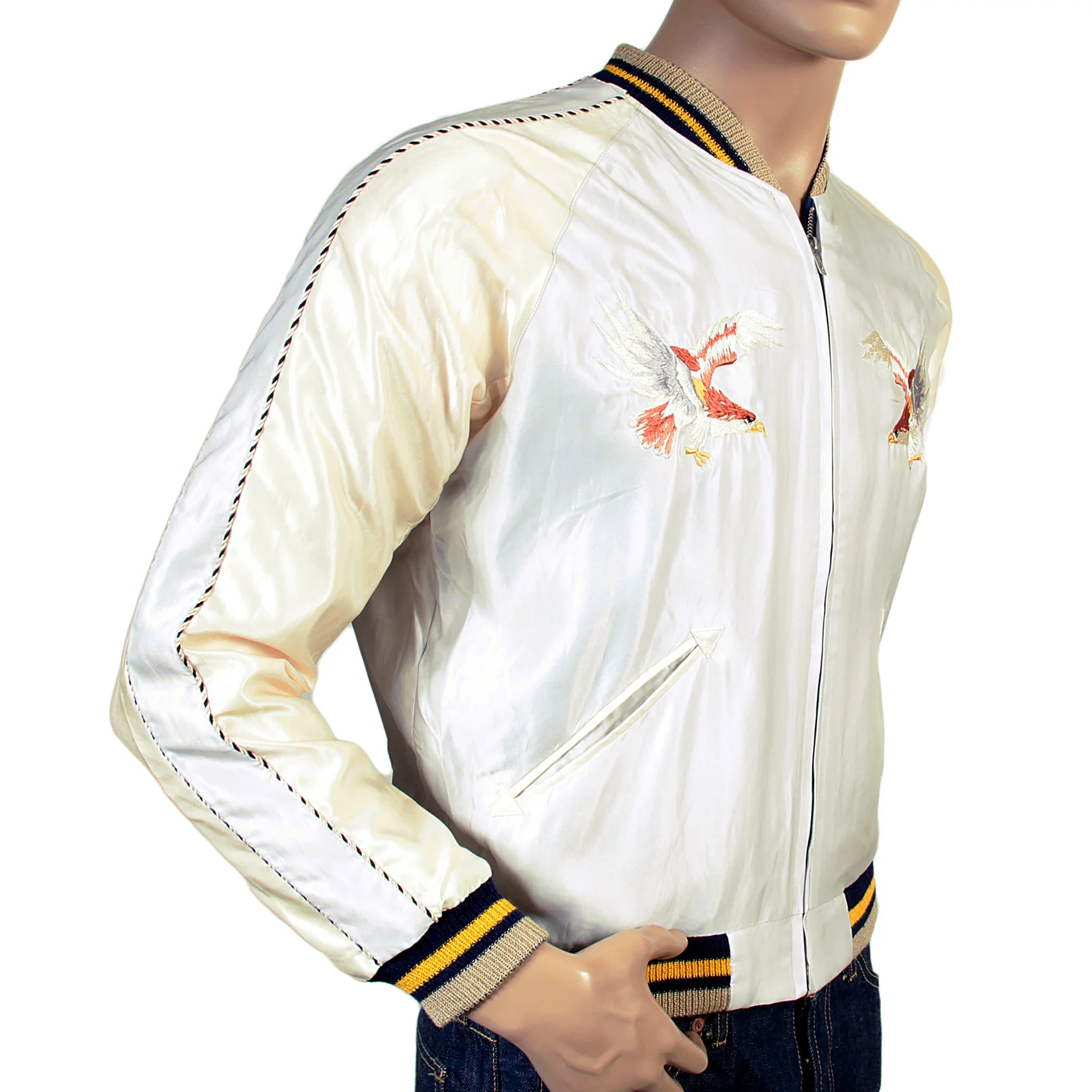 American Eagle Embroidered TT13001 Silver Souvenir Jacket TOYOSC3709 - Image 3