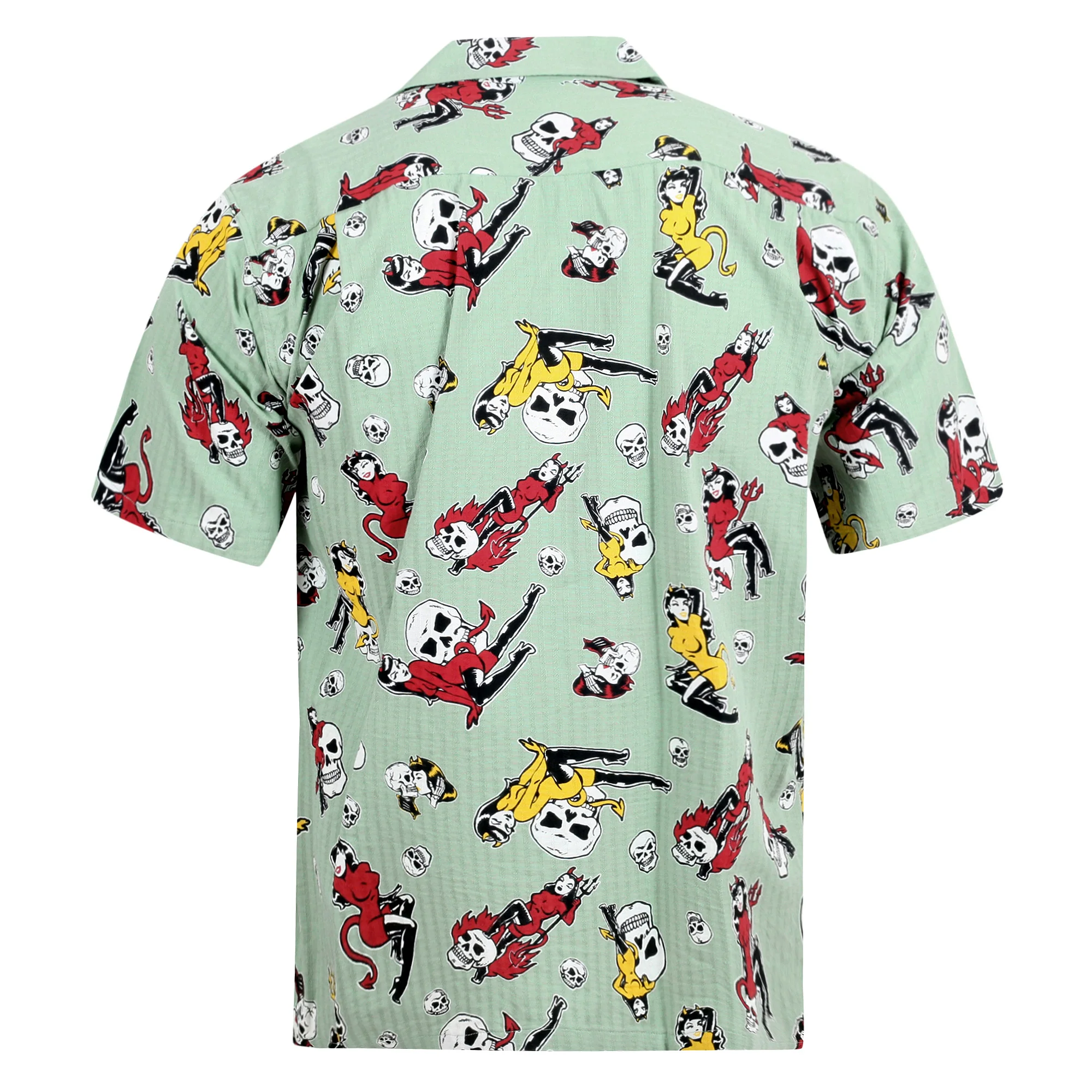 The Devil Skull Girls Print SH38115 Mint Green Hawaiian Shirt SoH10094 - Image 2