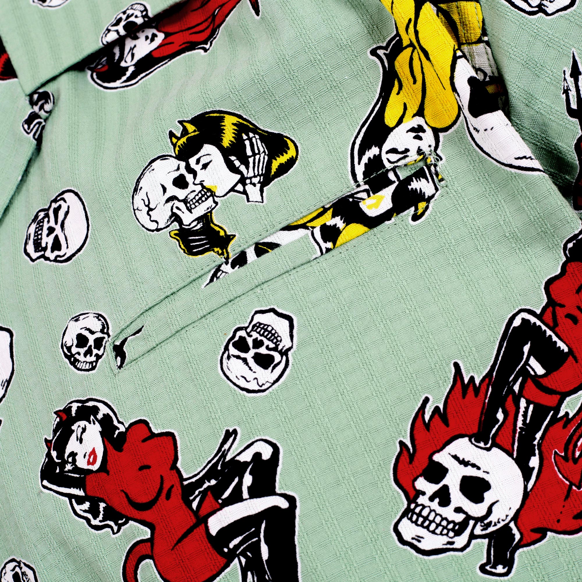 The Devil Skull Girls Print SH38115 Mint Green Hawaiian Shirt SoH10094 - Image 6