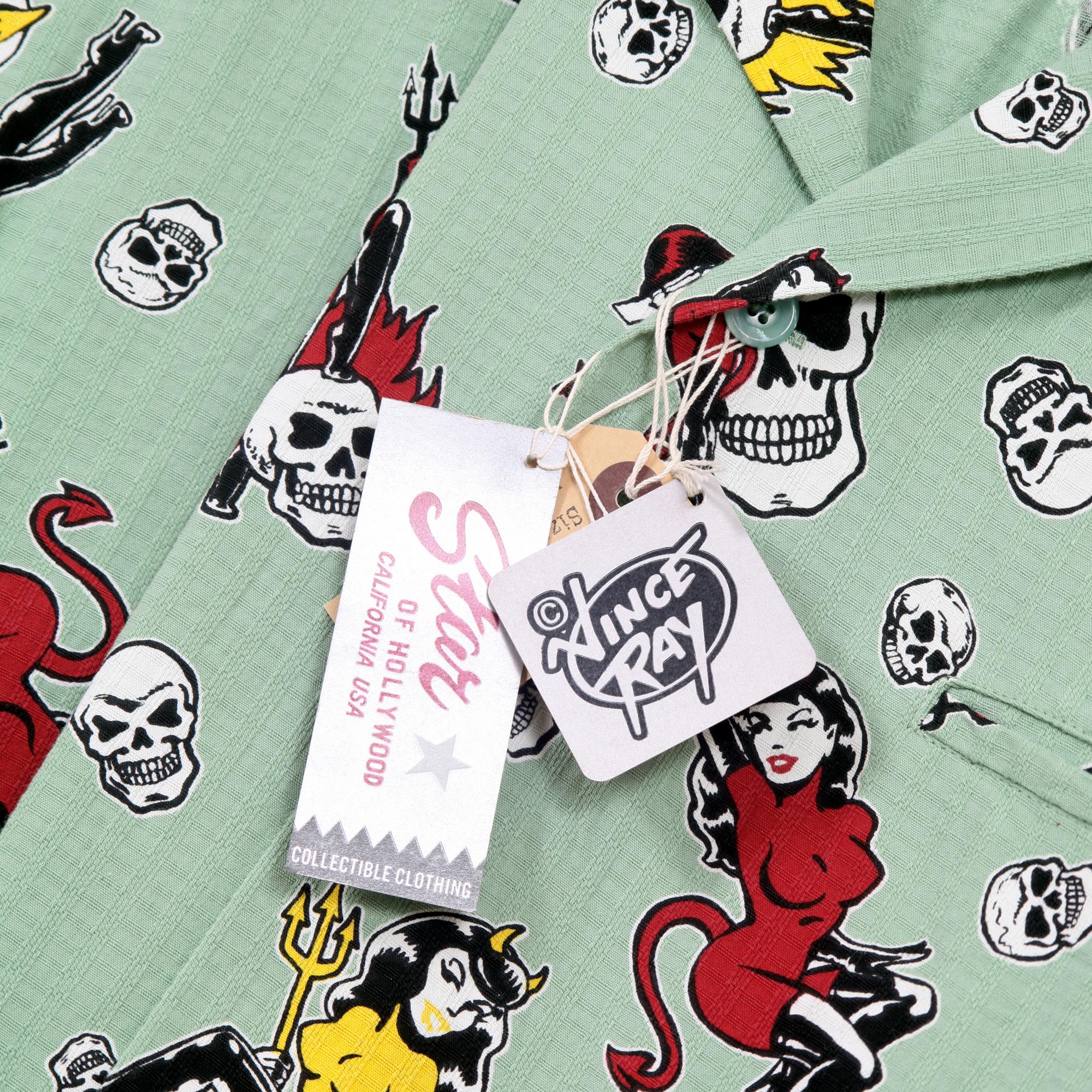 The Devil Skull Girls Print SH38115 Mint Green Hawaiian Shirt SoH10094 - Image 7