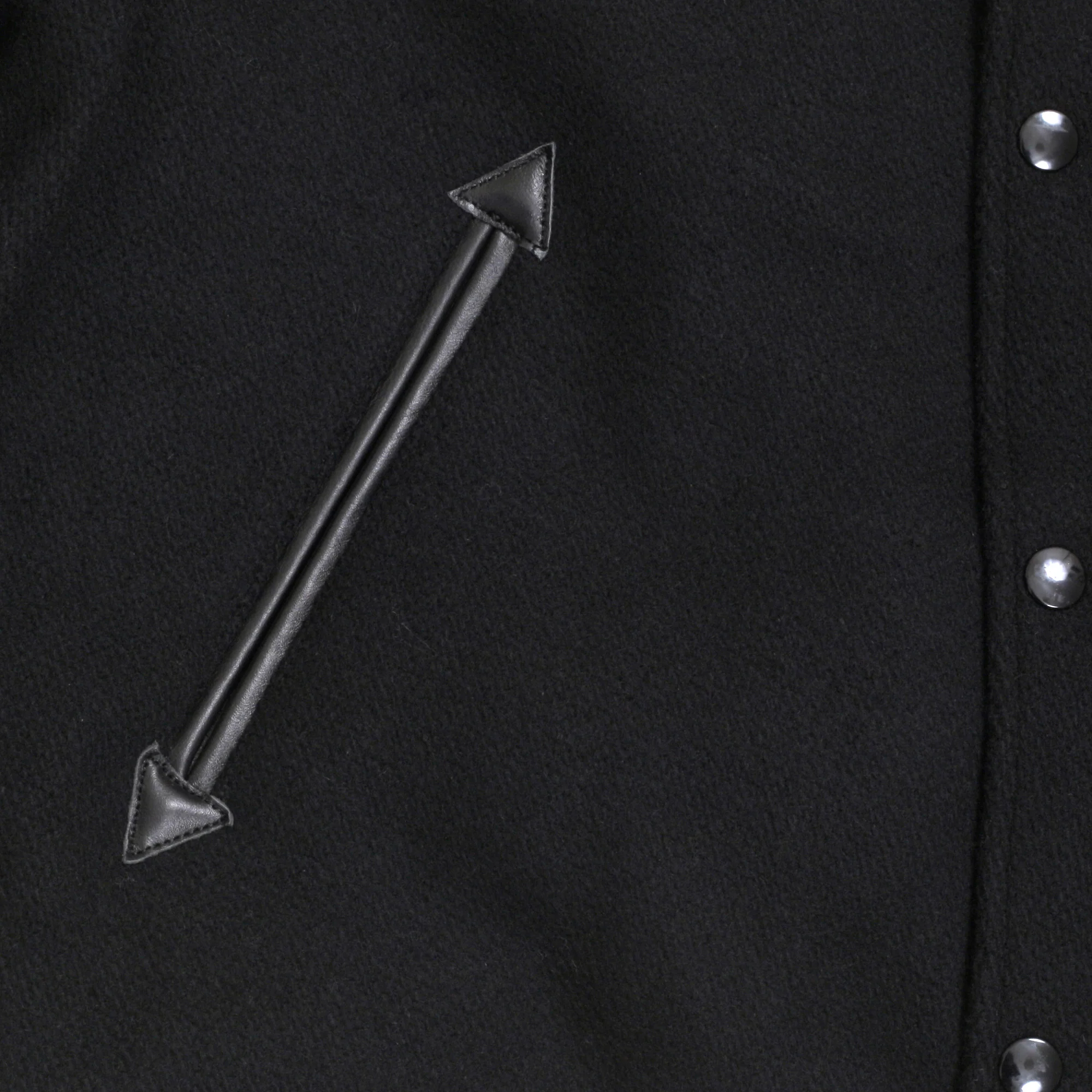 Black 30oz Melton Wool and Leather WV14215 Letterman Jacket WHIT9625 - Image 7